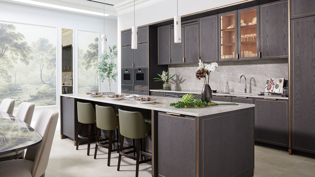 Image may contain: Indoors, Interior Design, Kitchen, Architecture, Building, Dining Room, Dining Table, Furniture, and Room