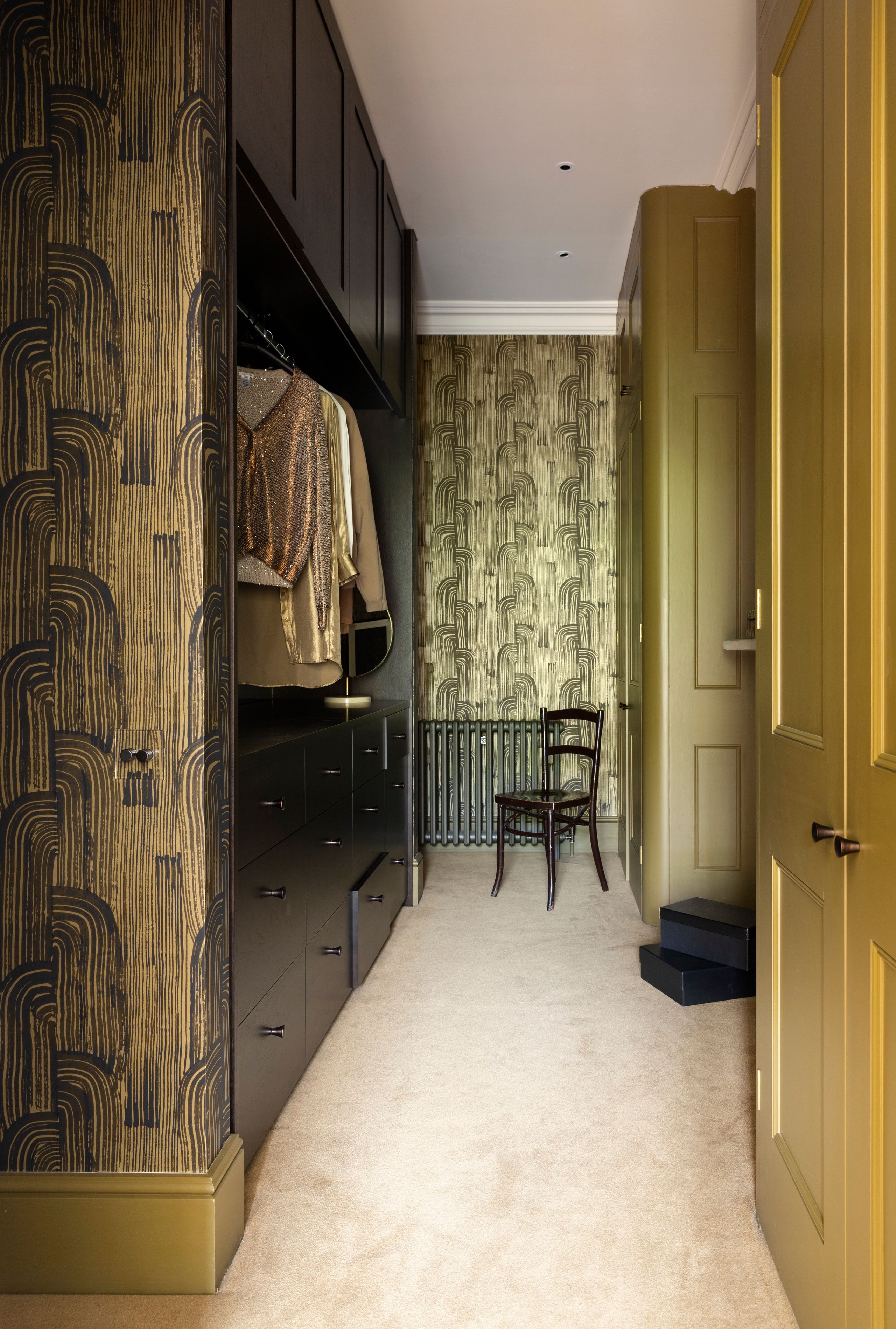 Image may contain: Indoors, Interior Design, Chair, Furniture, Floor, Adult, Person, Wedding, Dressing Room, and Room