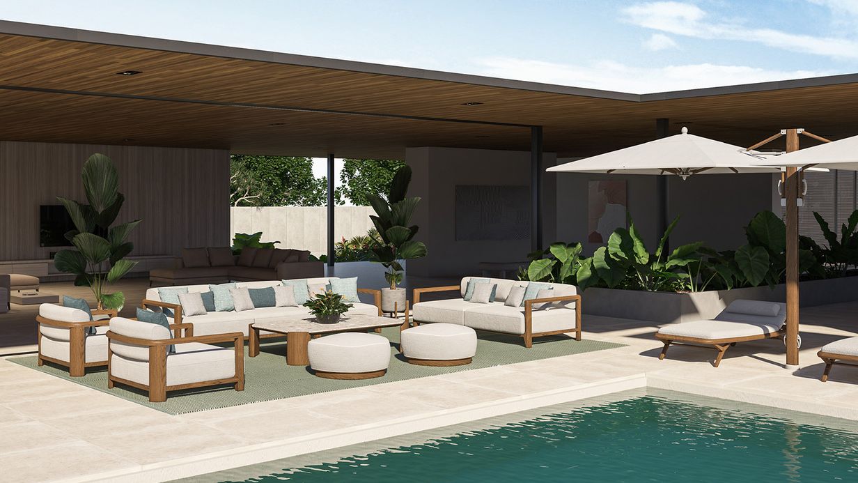 Image may contain: Plant, Architecture, Building, House, Housing, Villa, Patio, Chair, Furniture, Backyard, and Nature