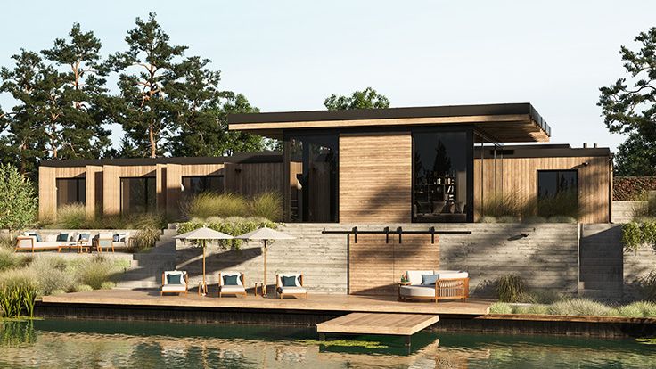 Image may contain: Nature, Outdoors, Scenery, Water, Waterfront, Chair, Furniture, Lakefront, Couch, and Architecture