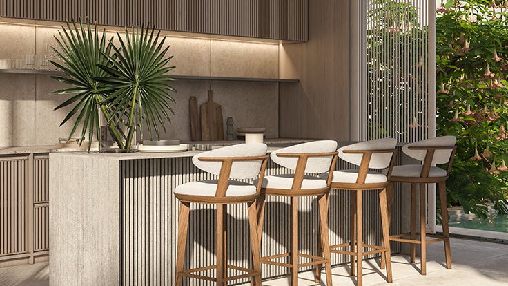 Image may contain: Indoors, Interior Design, Dining Table, Furniture, Table, Chair, Restaurant, Plant, and Architecture