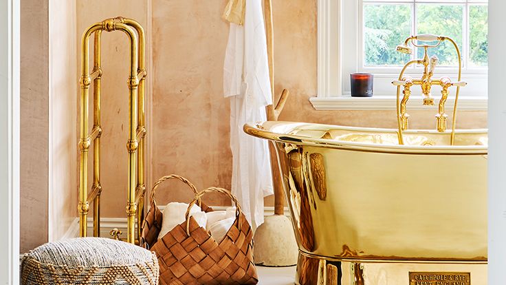 Image may contain: Bathing, Bathtub, Person, Tub, Accessories, Bag, Handbag, Sink, and Sink Faucet