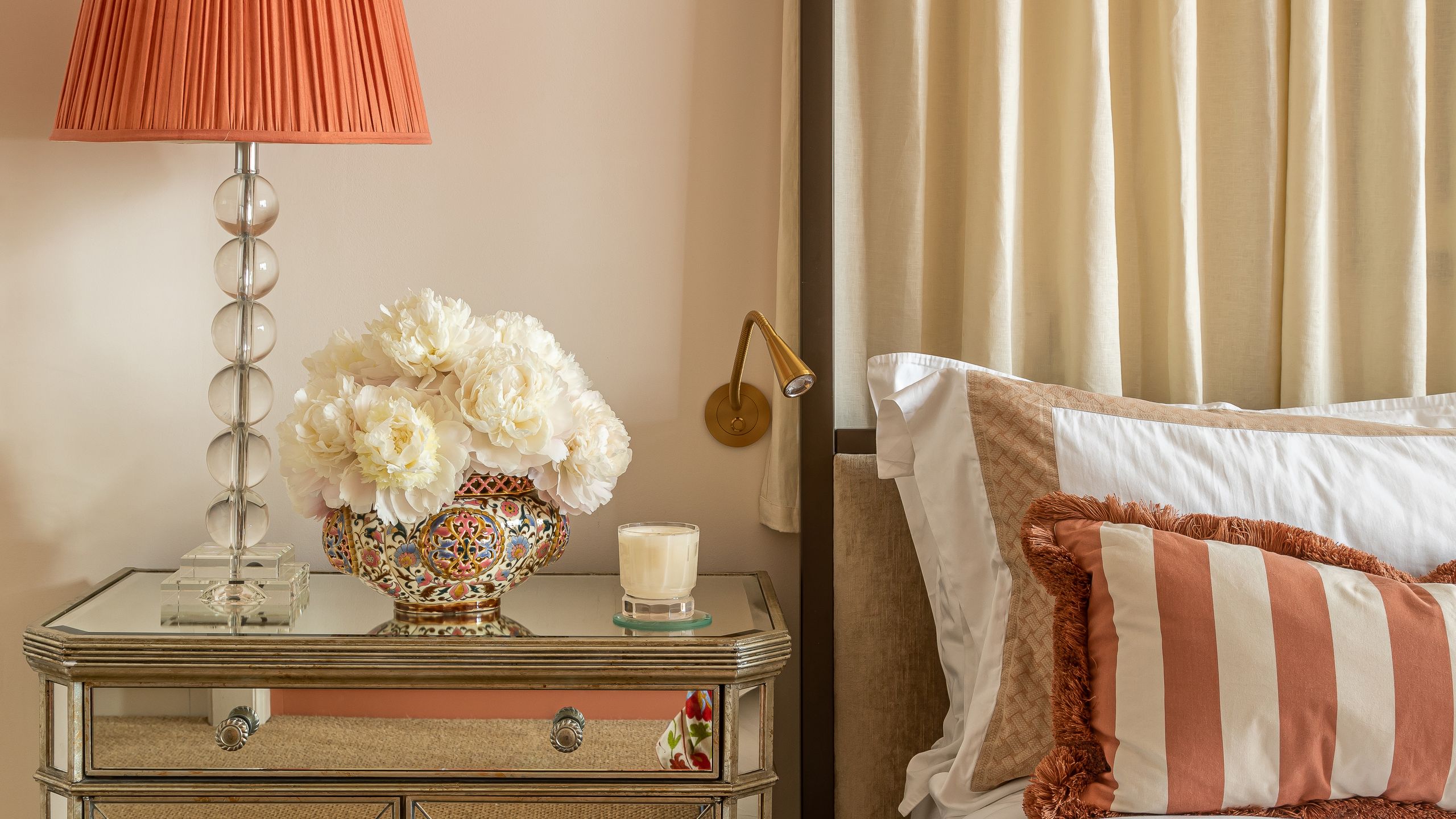 Image may contain: Cushion, Home Decor, Lamp, Pillow, Table Lamp, Bed, Furniture, and Cup