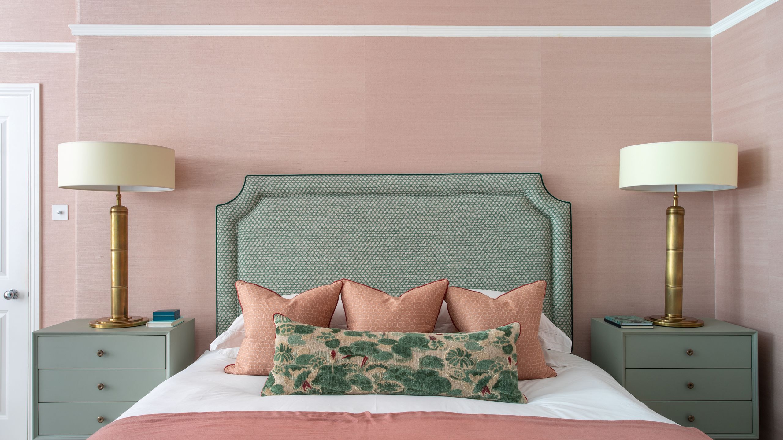 Image may contain: Cushion, Home Decor, Lamp, Book, Publication, Pillow, Bed, Furniture, and Table Lamp