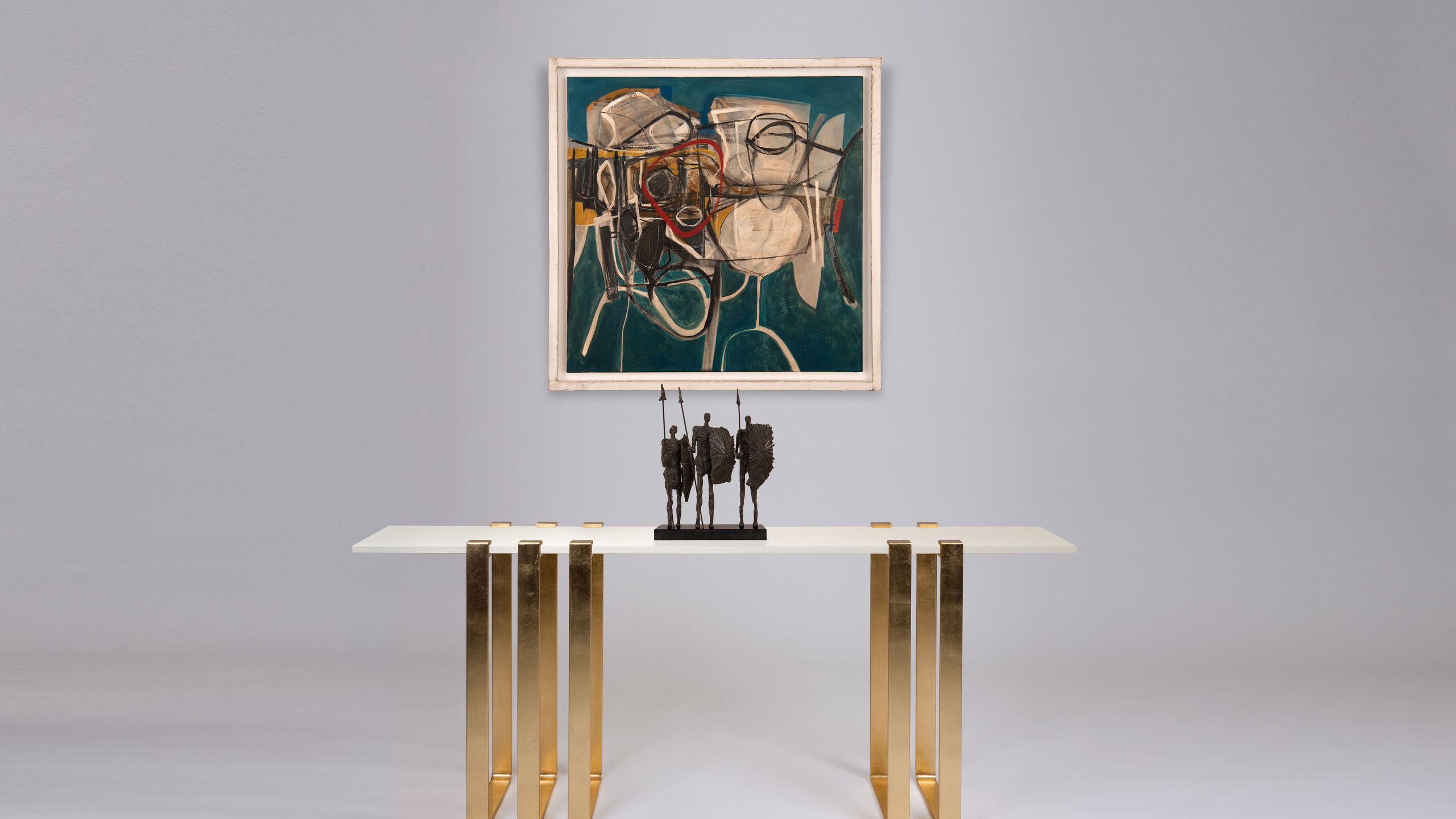 Image may contain: Furniture, Table, Dining Table, Art, Painting, and Desk