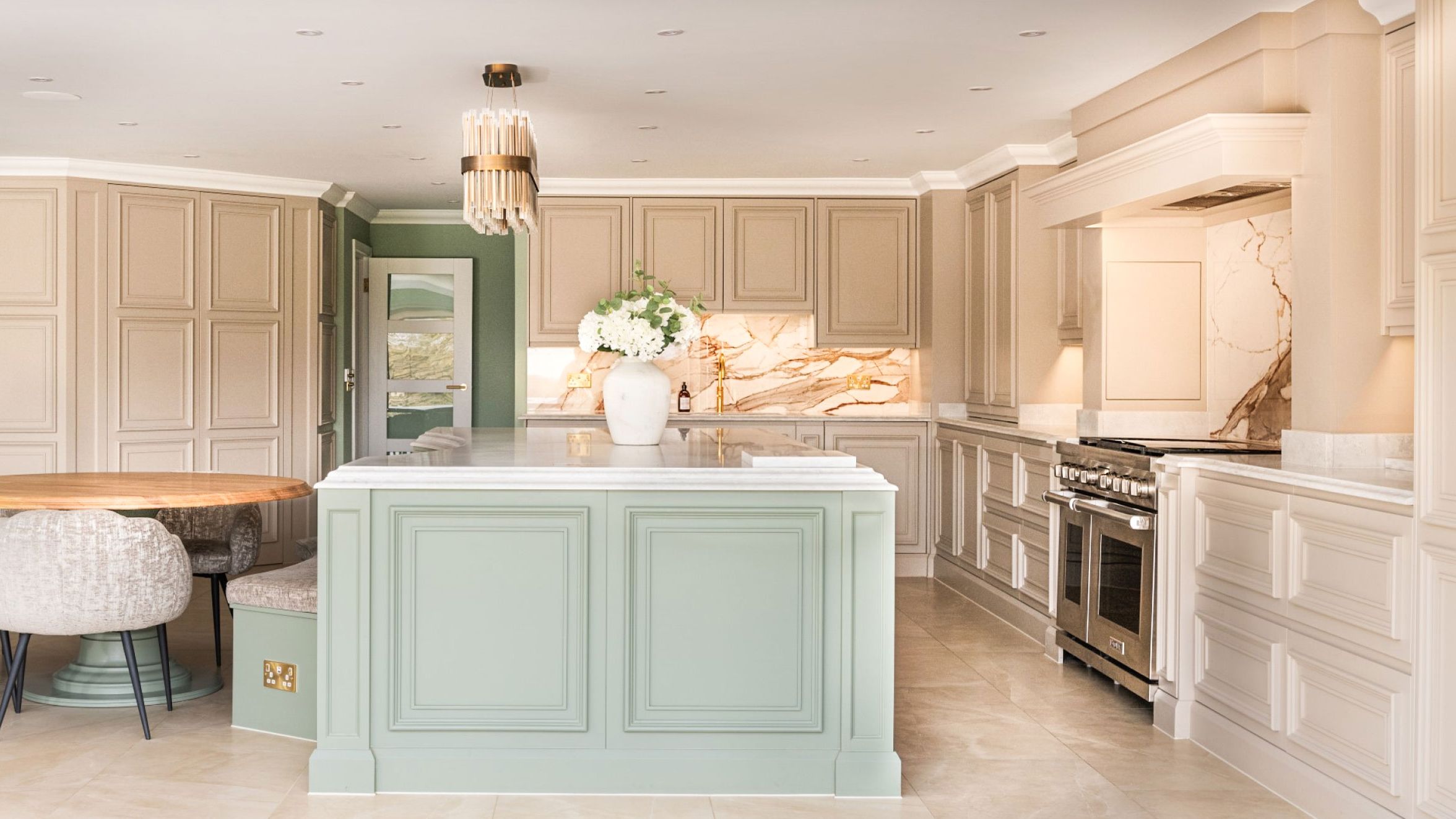 Image may contain: Indoors, Interior Design, Kitchen, and Kitchen Island