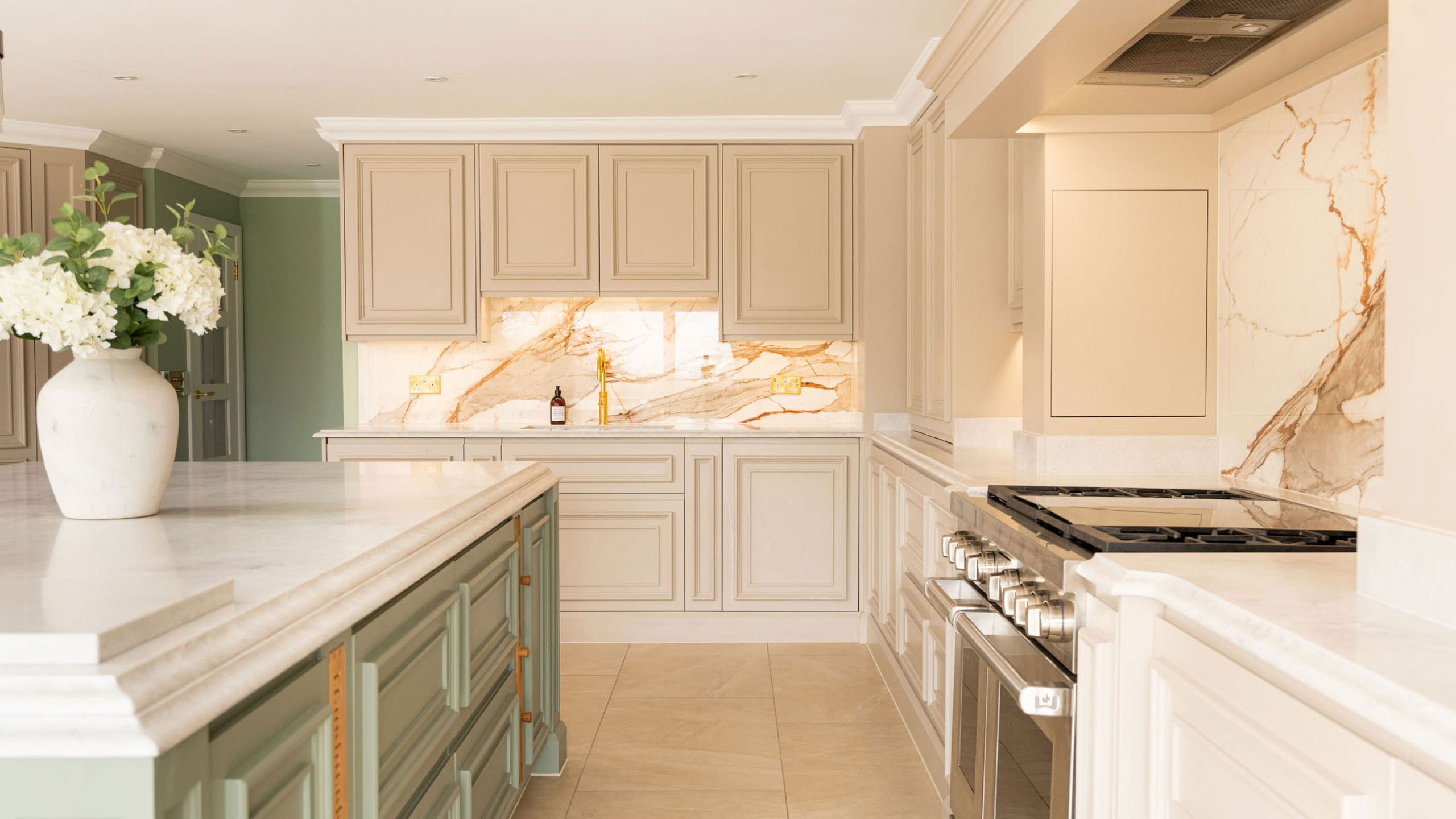 Image may contain: Indoors, Interior Design, Kitchen, and Kitchen Island