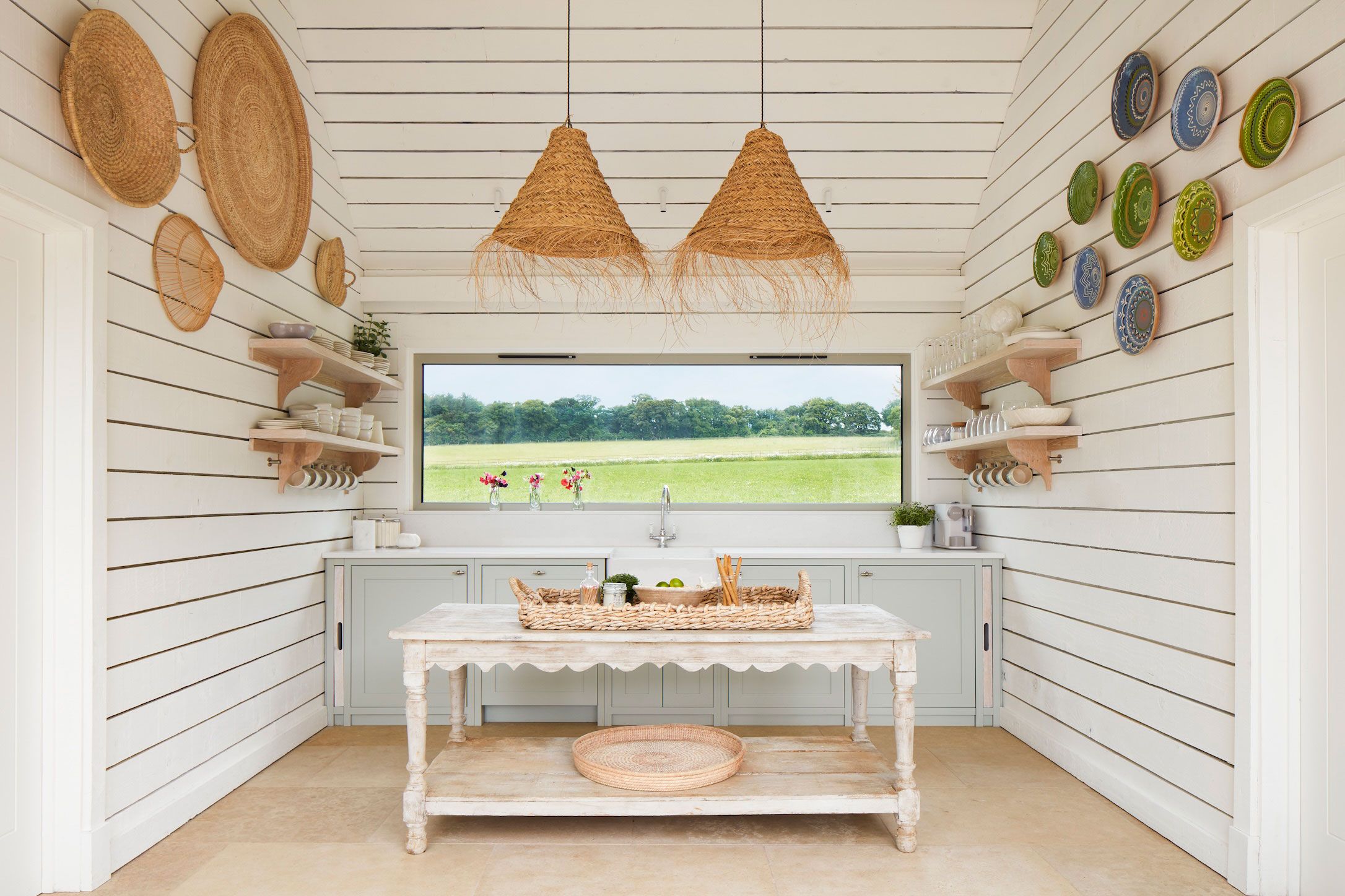 Image may contain: Indoors, Interior Design, Plant, Home Decor, Wood Panels, Plate, Sink, Sink Faucet, and Wood