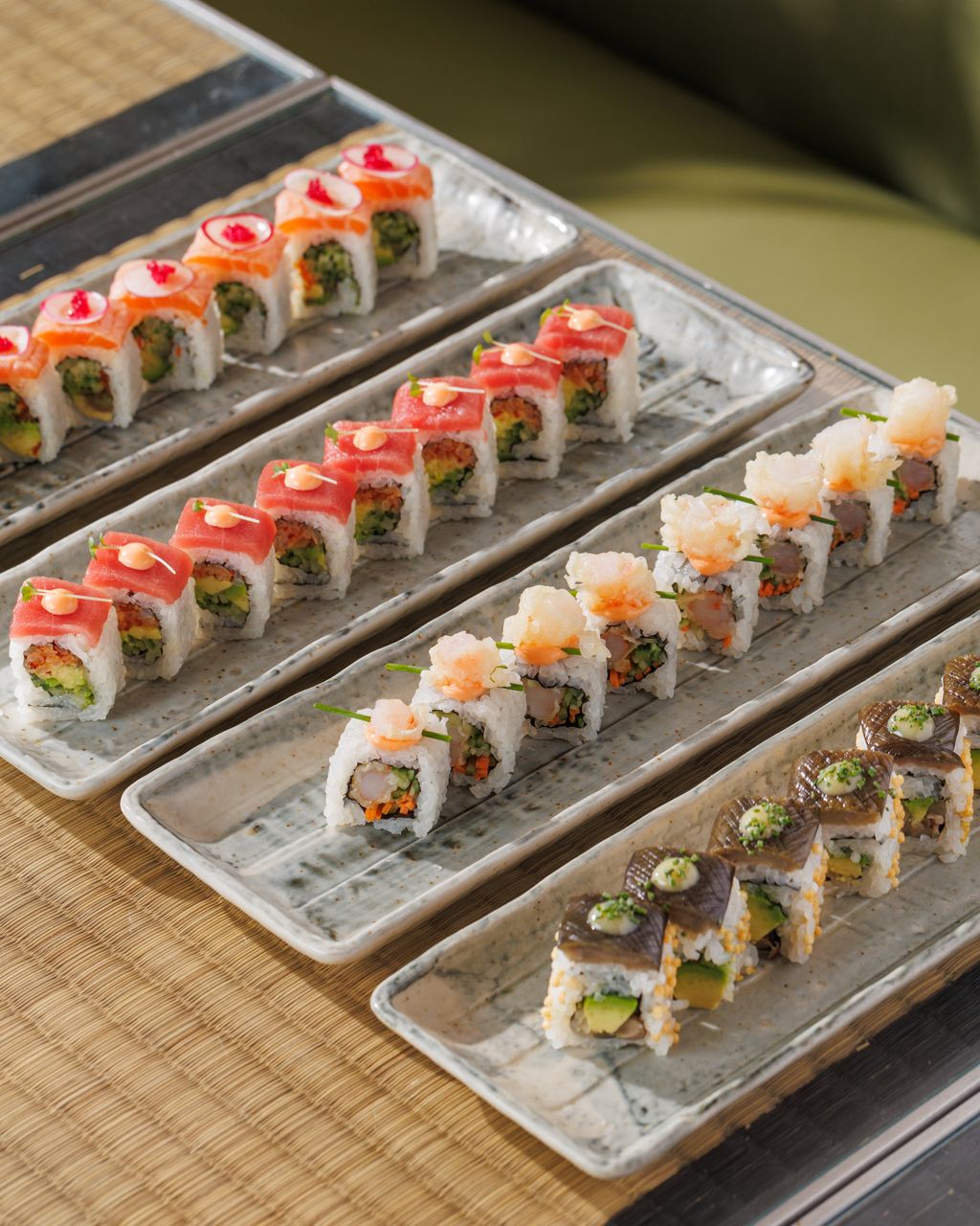 Image may contain Dish Food Meal Food Presentation Grain Produce Rice Sushi and Plate