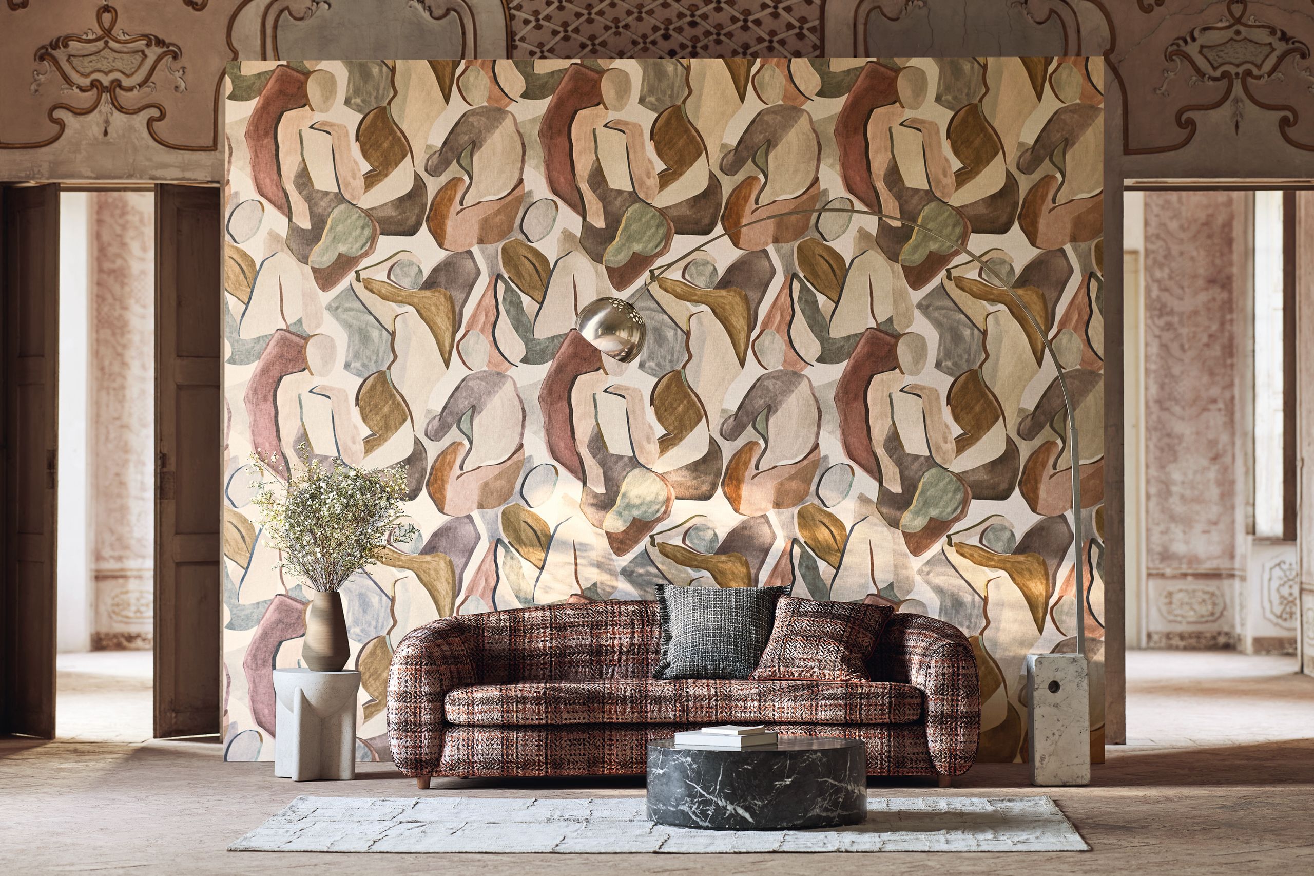 Image may contain: Indoors, Interior Design, Home Decor, Architecture, Building, Wall, Couch, Furniture, Art, and Painting