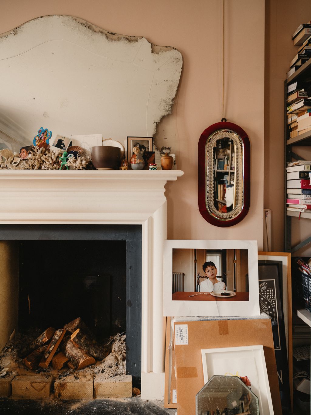 Image may contain Neetu David Fireplace Indoors Person Art Painting Box Plate and Hearth