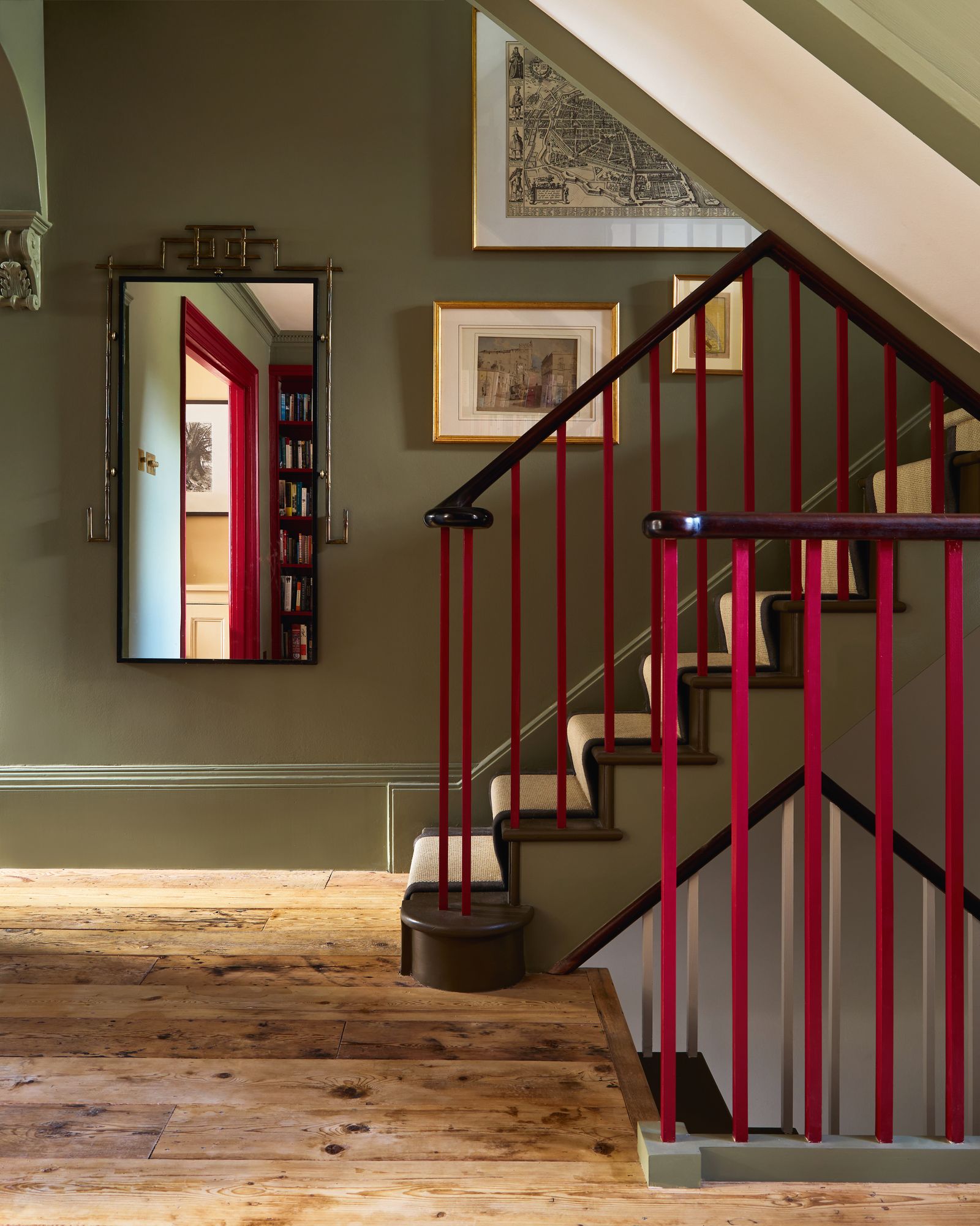 Image may contain Architecture Building House Housing Staircase Art Painting Indoors Interior Design and Foyer