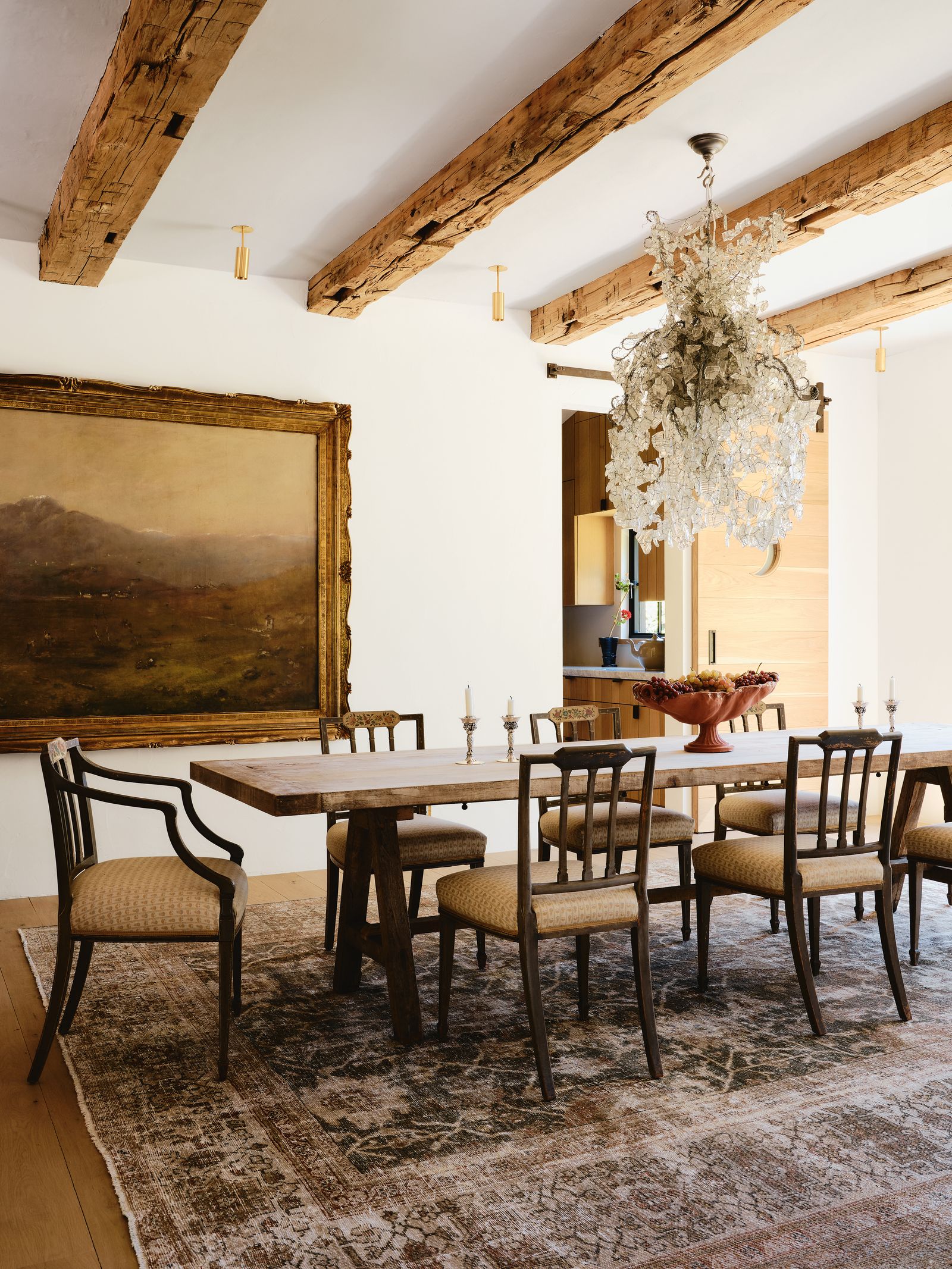 Image may contain Architecture Building Dining Room Dining Table Furniture Indoors Room Table and Home Decor