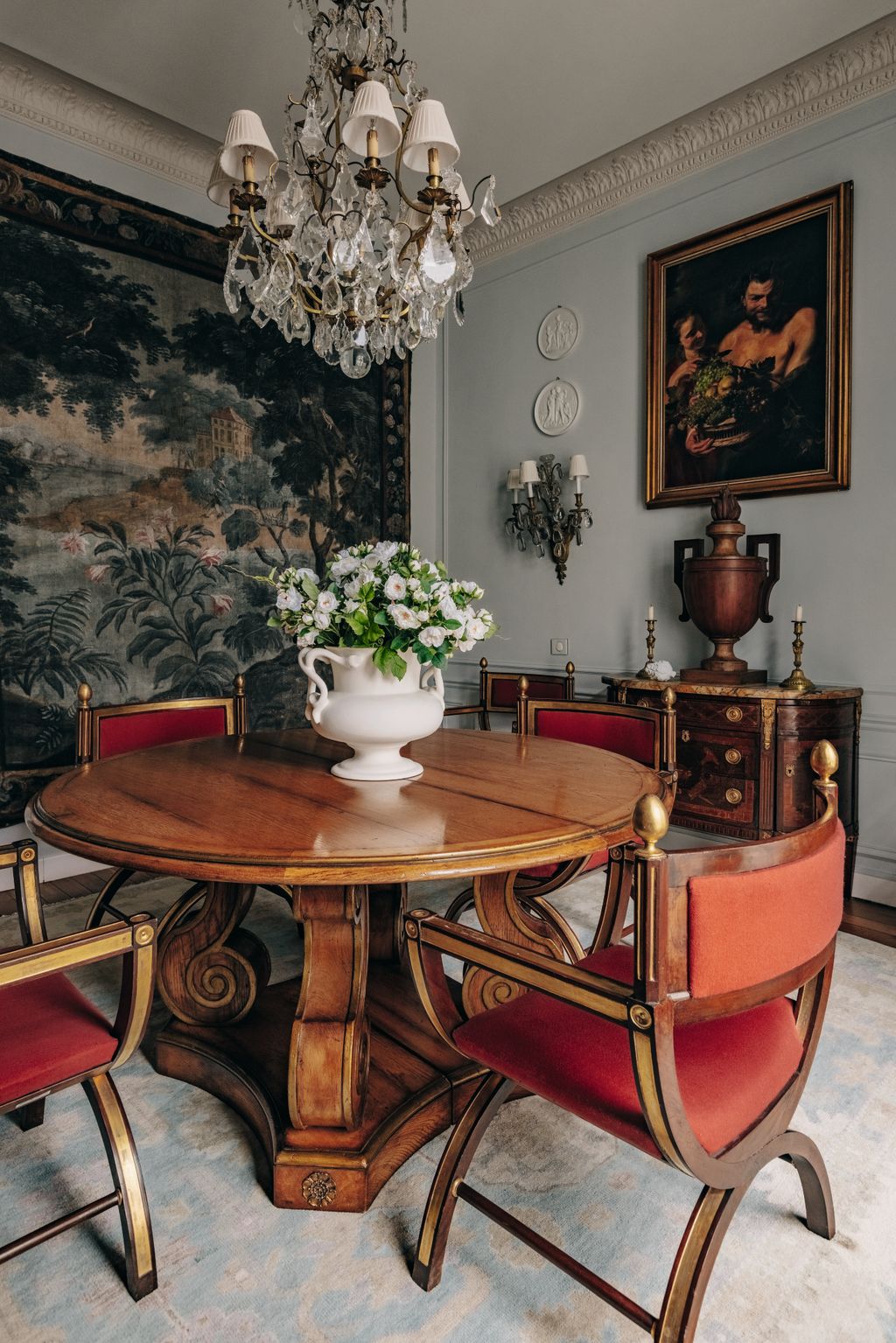 Image may contain Architecture Building Dining Room Dining Table Furniture Indoors Room Table Tabletop and Chair