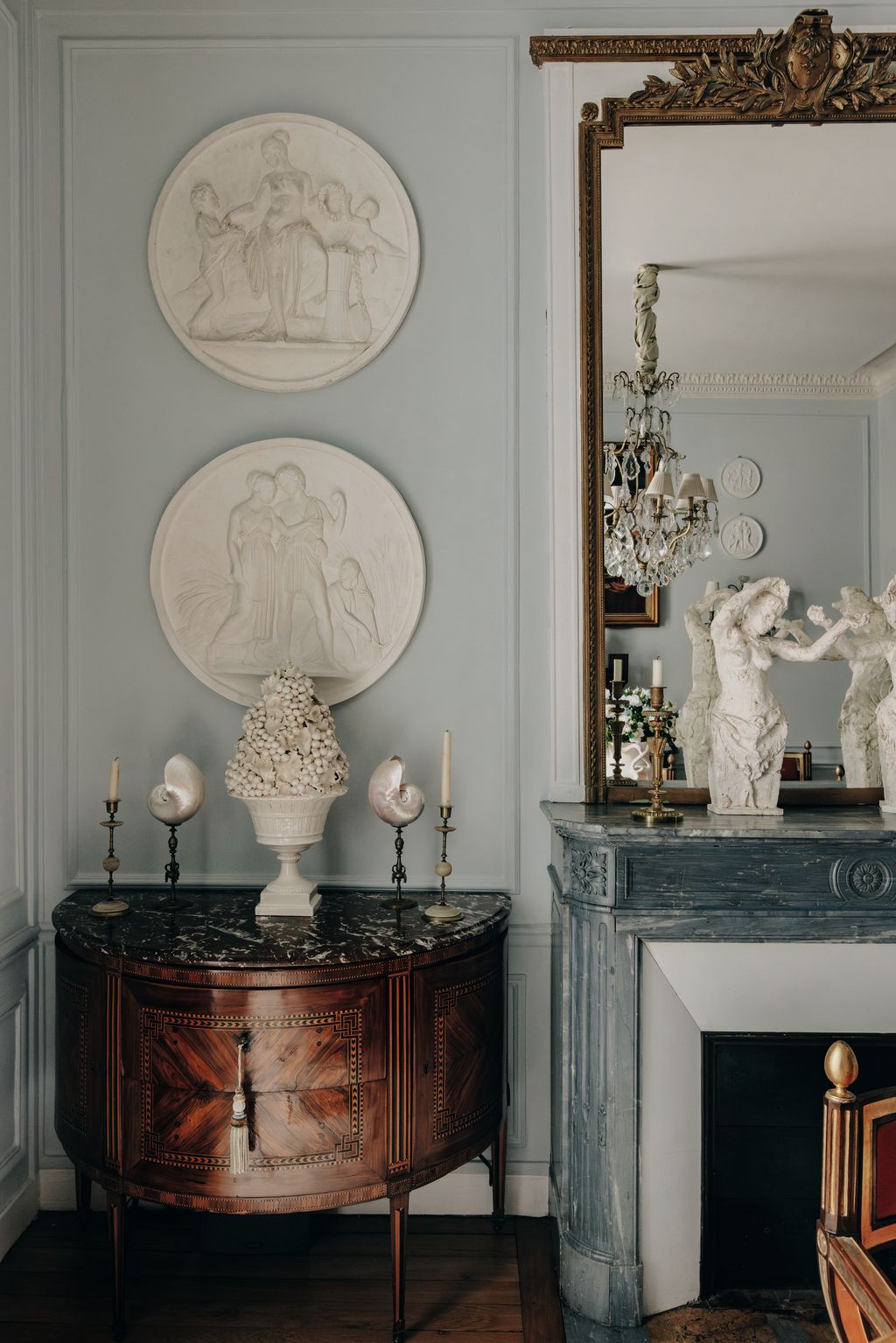 Image may contain Furniture Sideboard Indoors Interior Design Adult Person Wedding Lamp and Candle