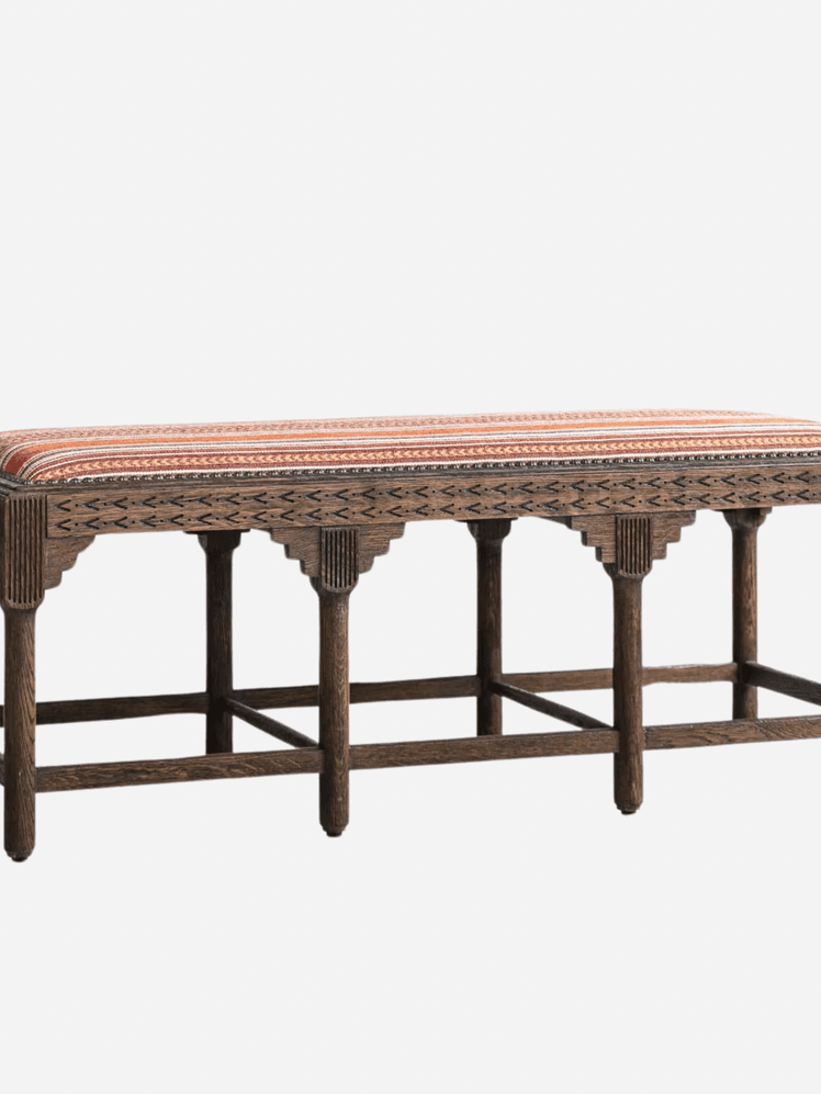 Image may contain: Furniture, Table, and Bench