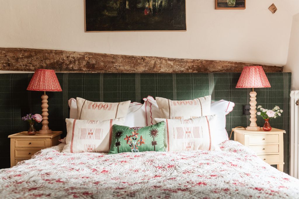 Image may contain Cushion Home Decor Lamp Pillow Art Painting Bed Furniture and Table Lamp