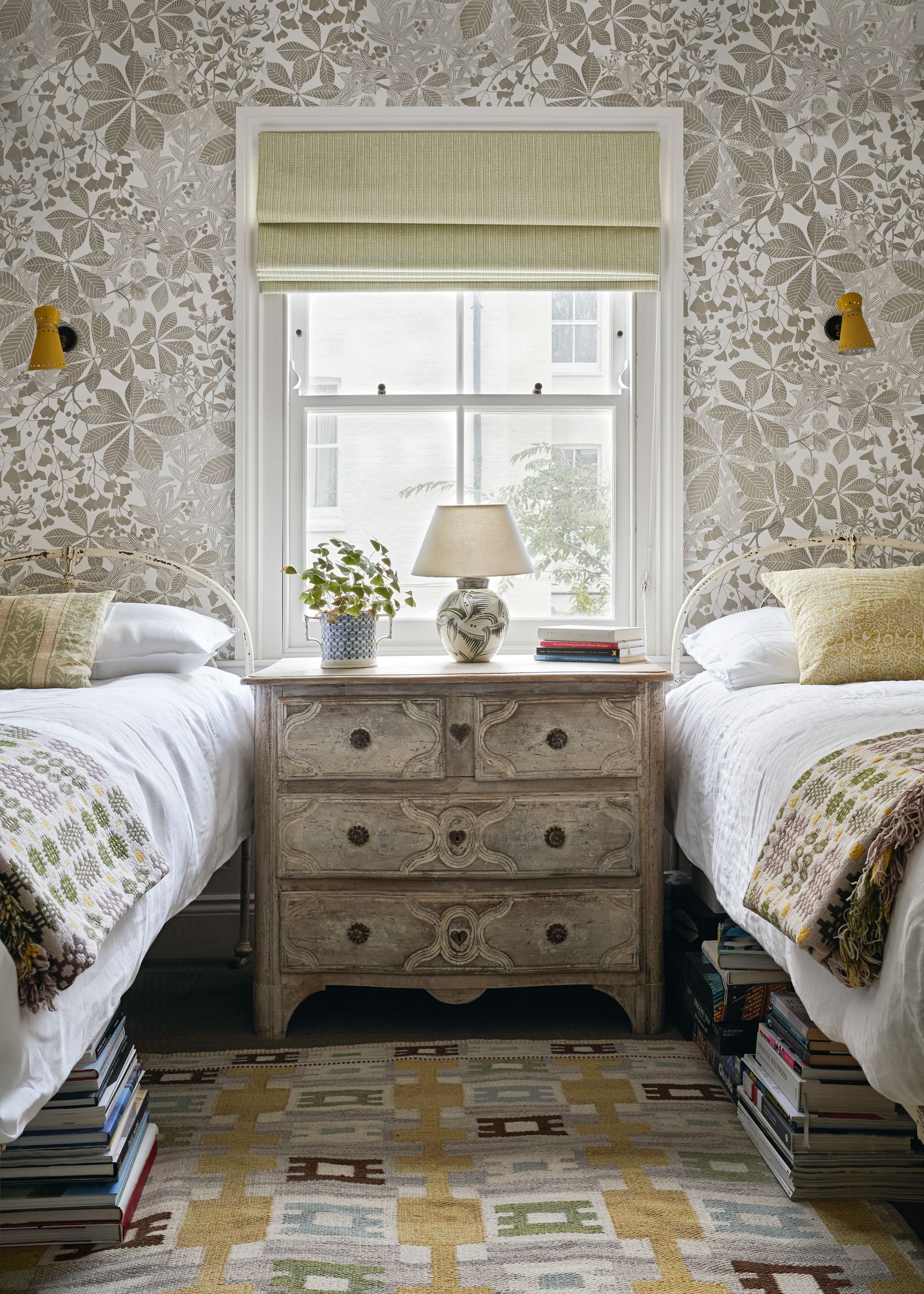 Image may contain Lamp Home Decor Furniture Bed Rug Bedroom Indoors Room Interior Design and Window