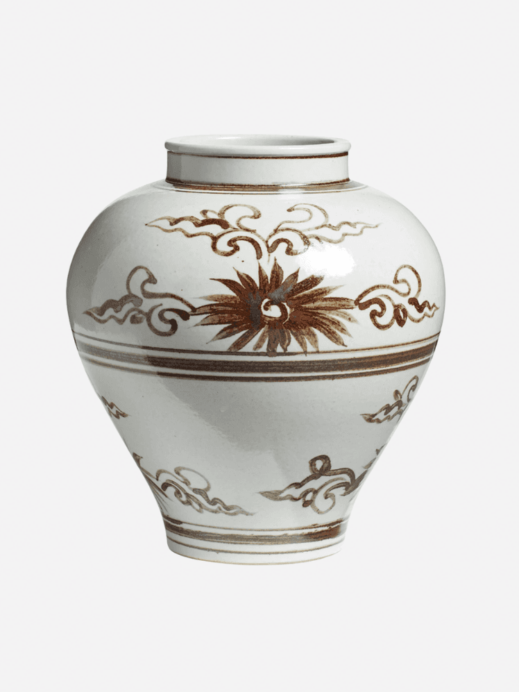 Image may contain: Pottery, Jar, Art, Porcelain, Vase, and Urn