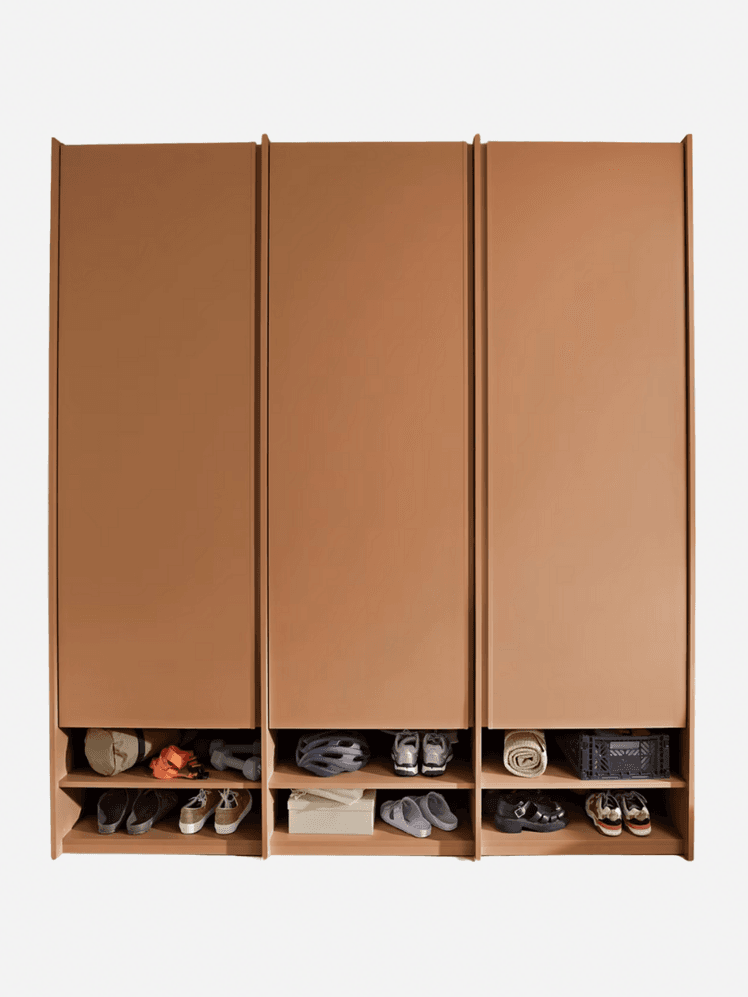 Image may contain: Furniture, Closet, Cupboard, Helmet, Clothing, Footwear, Shoe, Appliance, Device, and Electrical Device