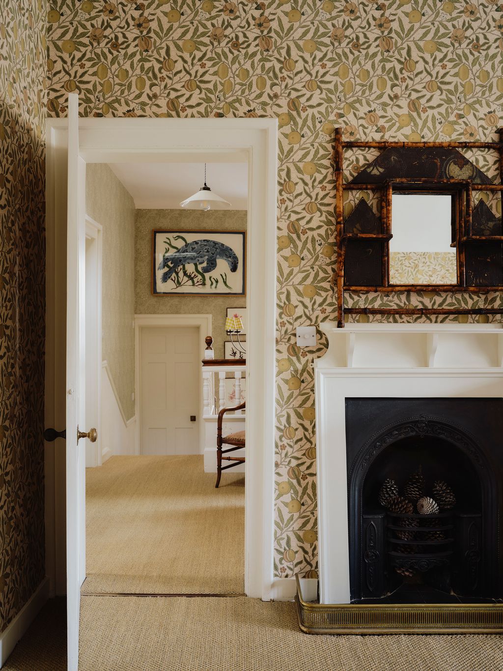 Image may contain Indoors Interior Design Fireplace Chair Furniture and Floor