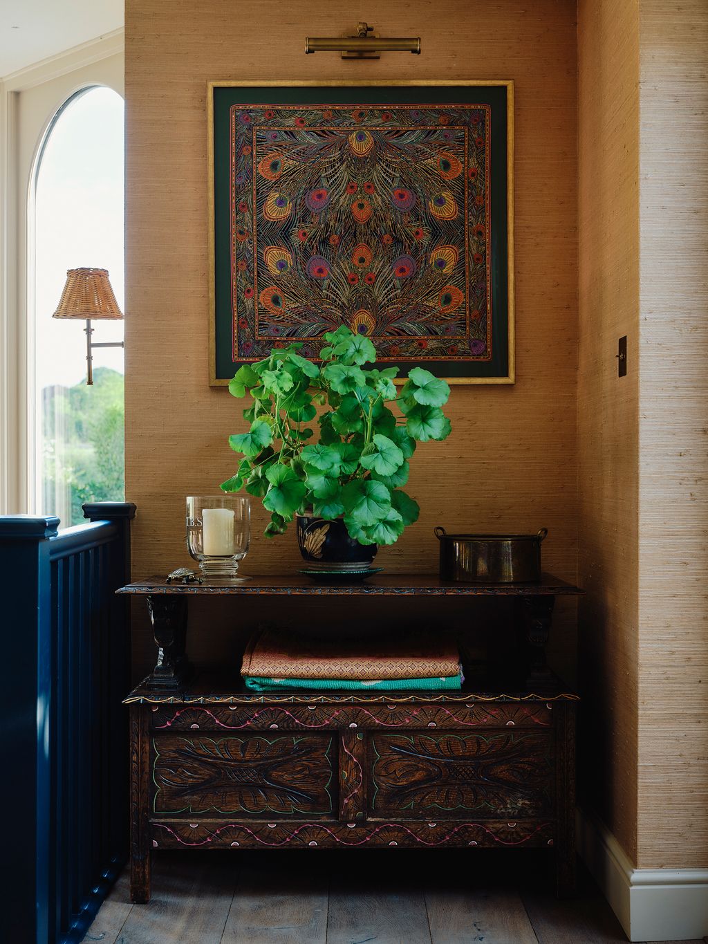 Image may contain Indoors Interior Design Plant Potted Plant Jar Planter Pottery Vase Lamp Home Decor and Leaf