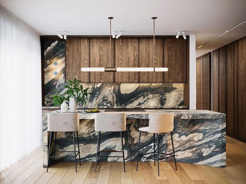 Image may contain Indoors Interior Design Chair Furniture Wood Panels Architecture Building and Dining Room