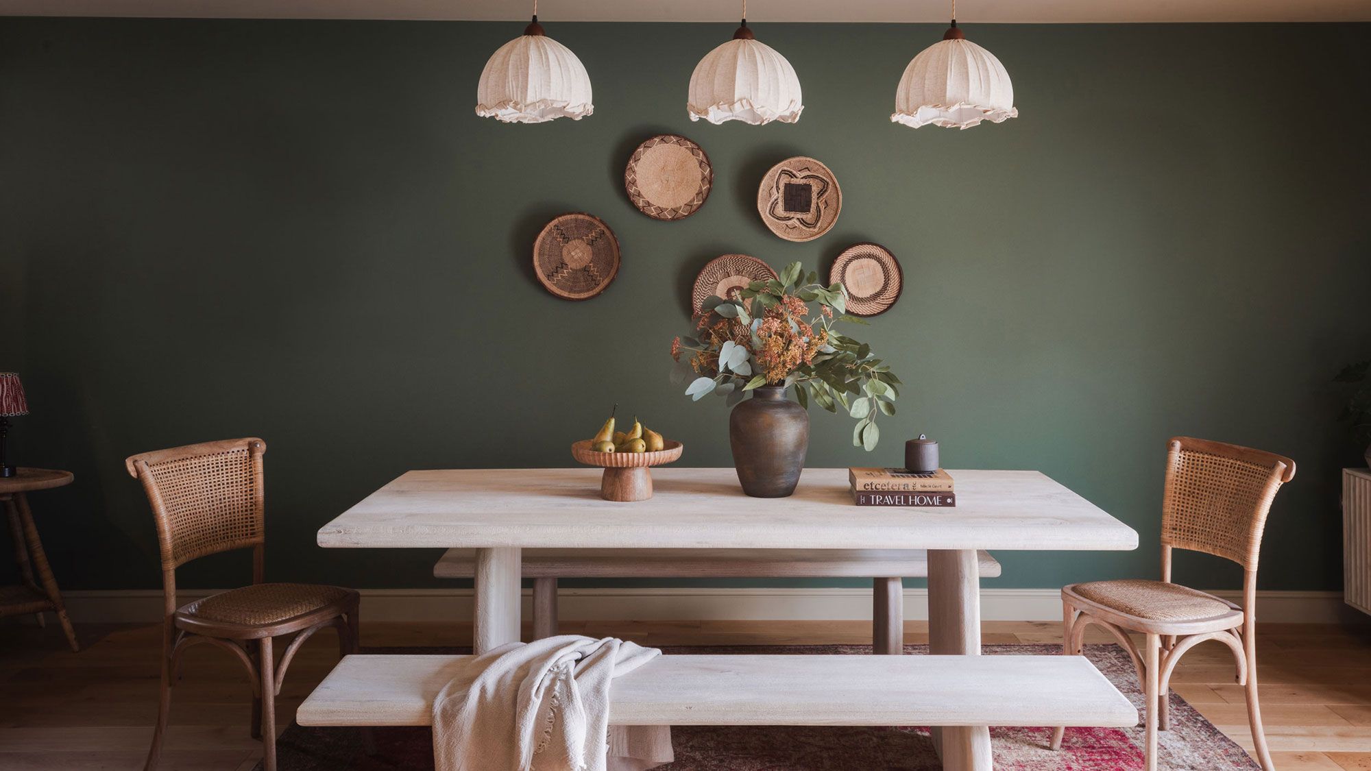 Image may contain: Architecture, Building, Dining Room, Dining Table, Furniture, Indoors, Room, Table, Lamp, and Home Decor