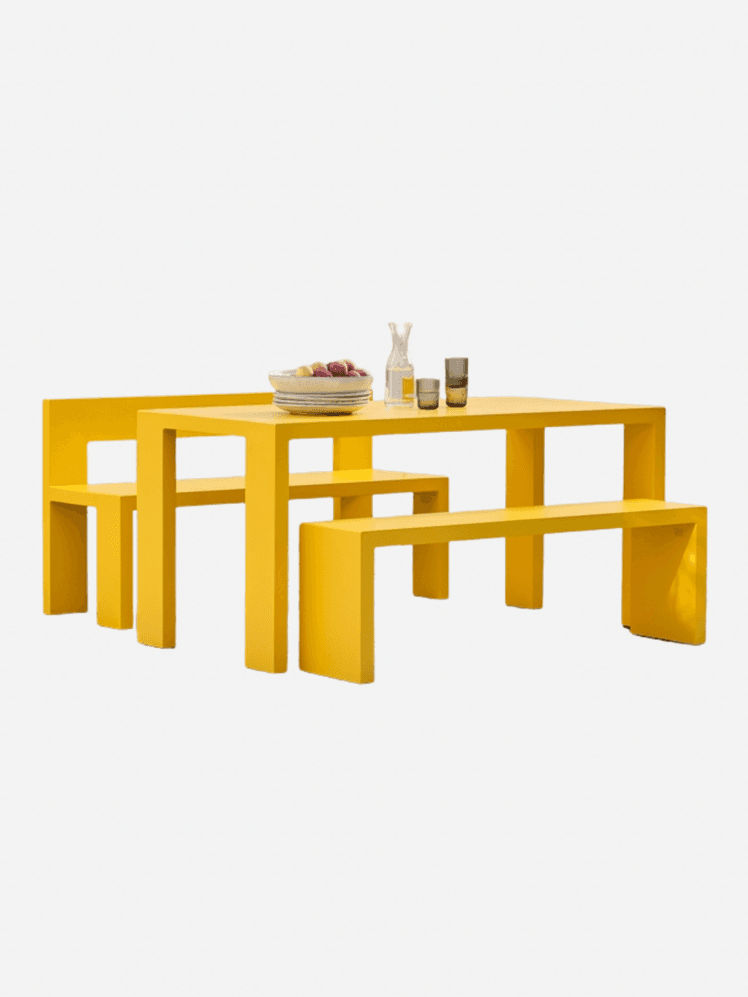 Image may contain: Dining Table, Furniture, Table, Coffee Table, Architecture, Building, Dining Room, Indoors, Room, and Desk