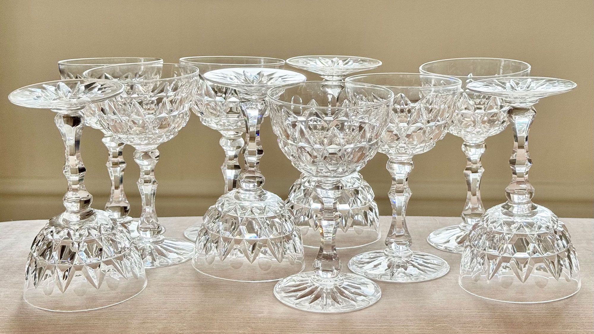 Image may contain: Glass, Desk, Furniture, and Table