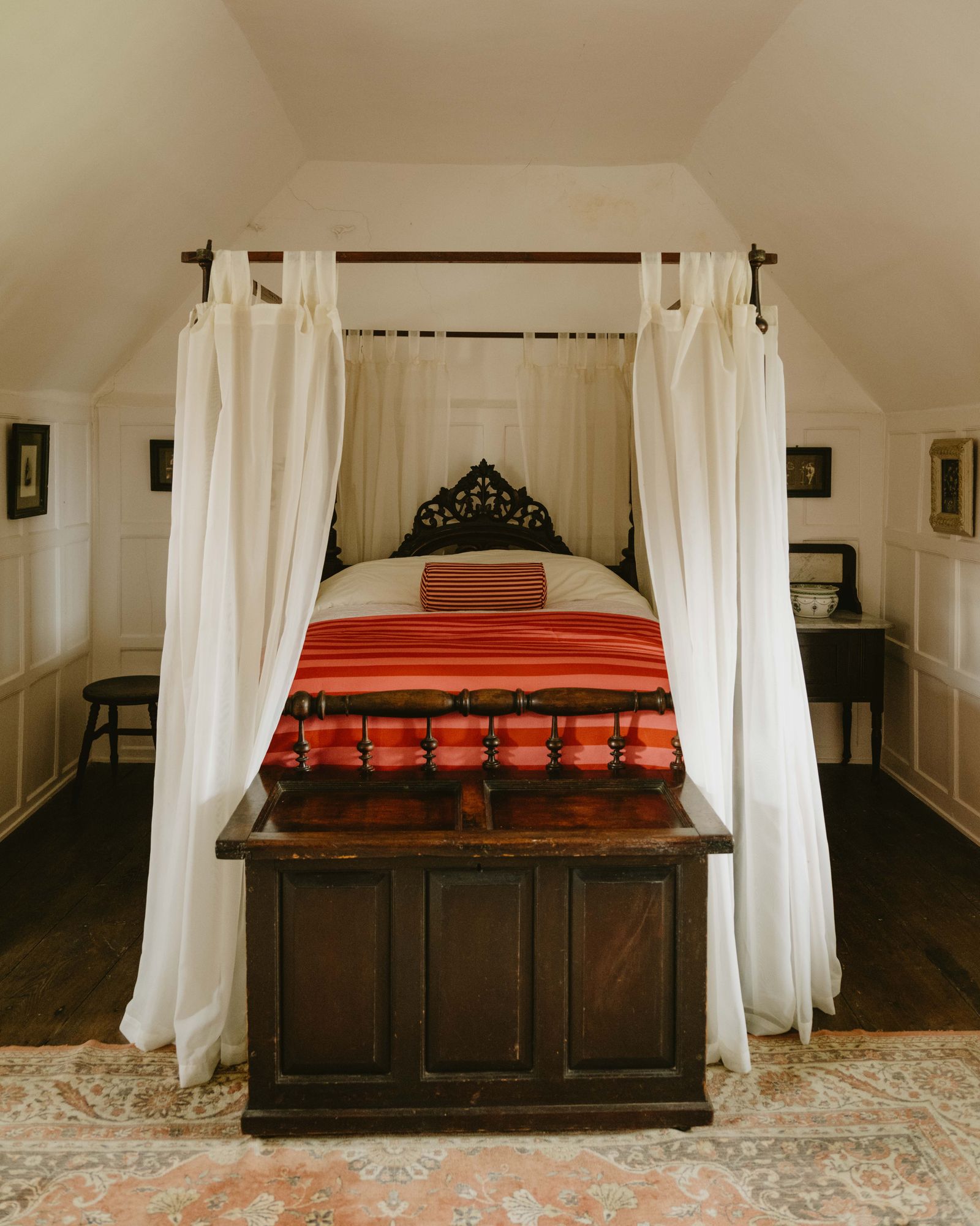 Image may contain Furniture Indoors Bed Bedroom Room Art Painting and Canopy Bed