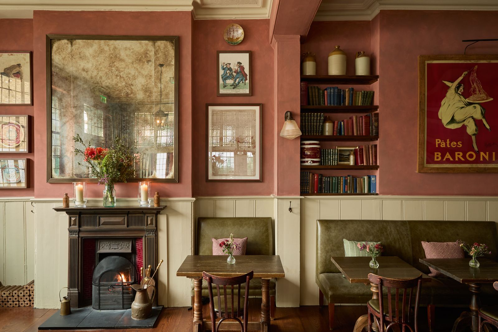 Image may contain Architecture Building Dining Room Dining Table Furniture Indoors Room Table Fireplace and Chair