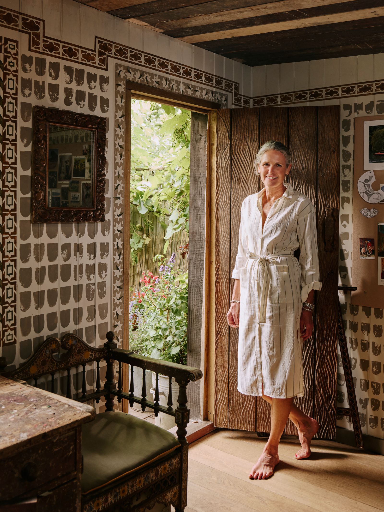 Image may contain Person Adult Art Painting Bench Furniture Accessories Bracelet Jewelry and Necklace