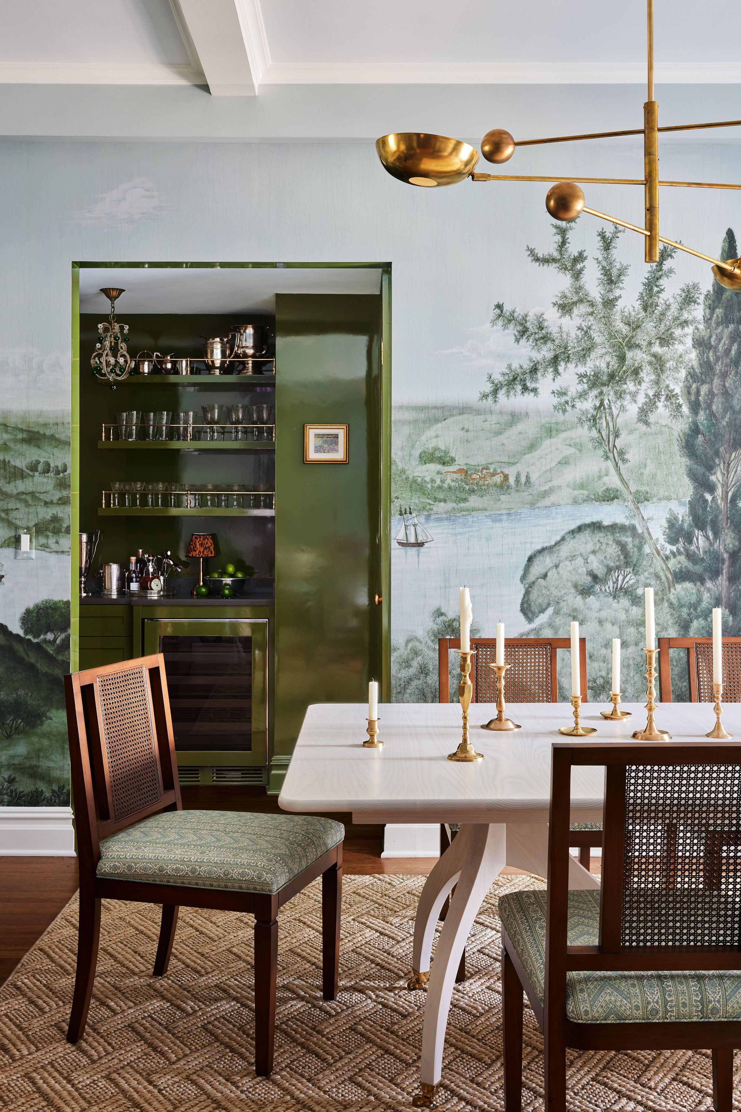 Image may contain: Architecture, Building, Dining Room, Dining Table, Furniture, Indoors, Room, Table, Chair, and Home Decor