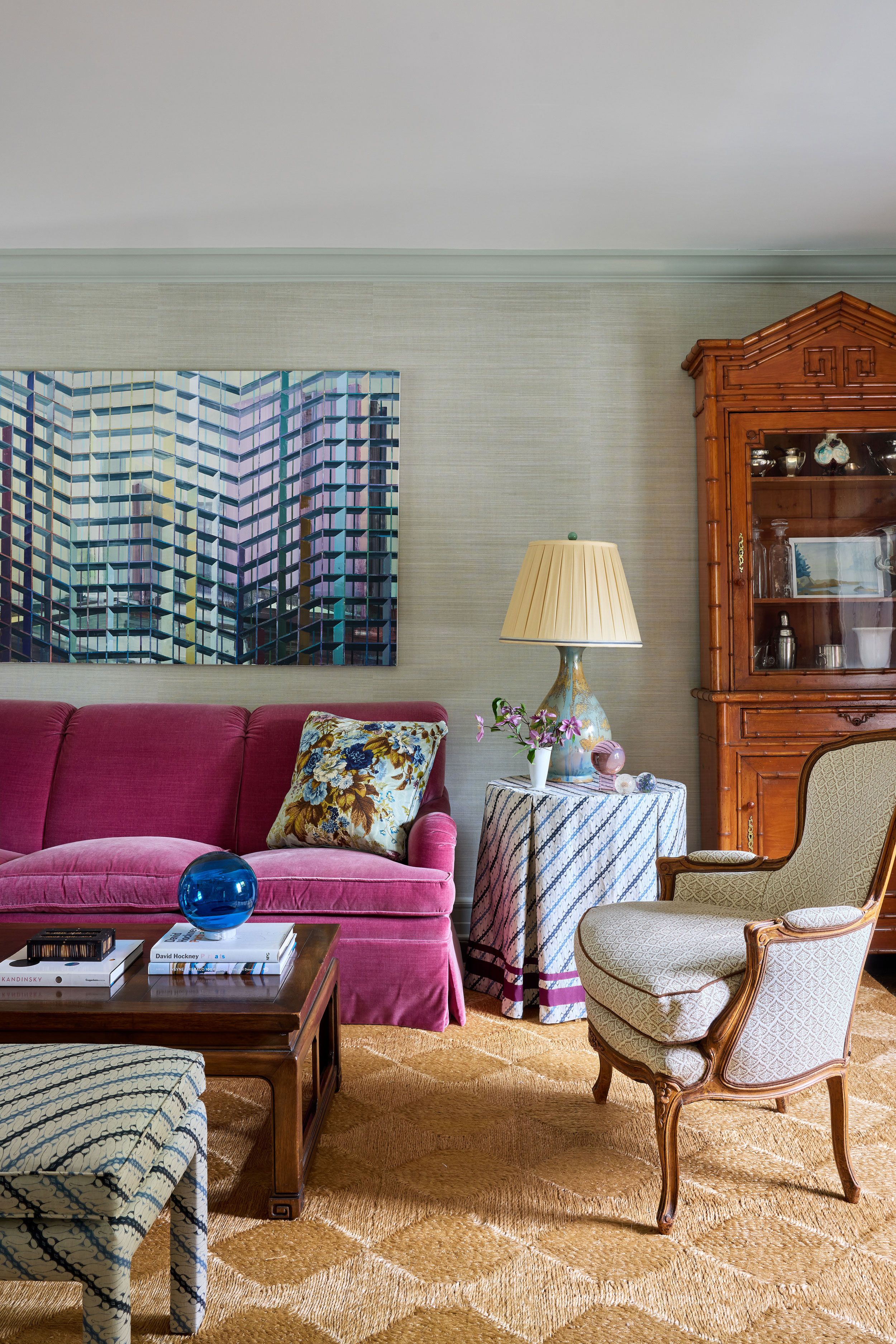 Image may contain: Home Decor, Book, Publication, Lamp, Couch, Furniture, Chair, Architecture, Building, and Indoors