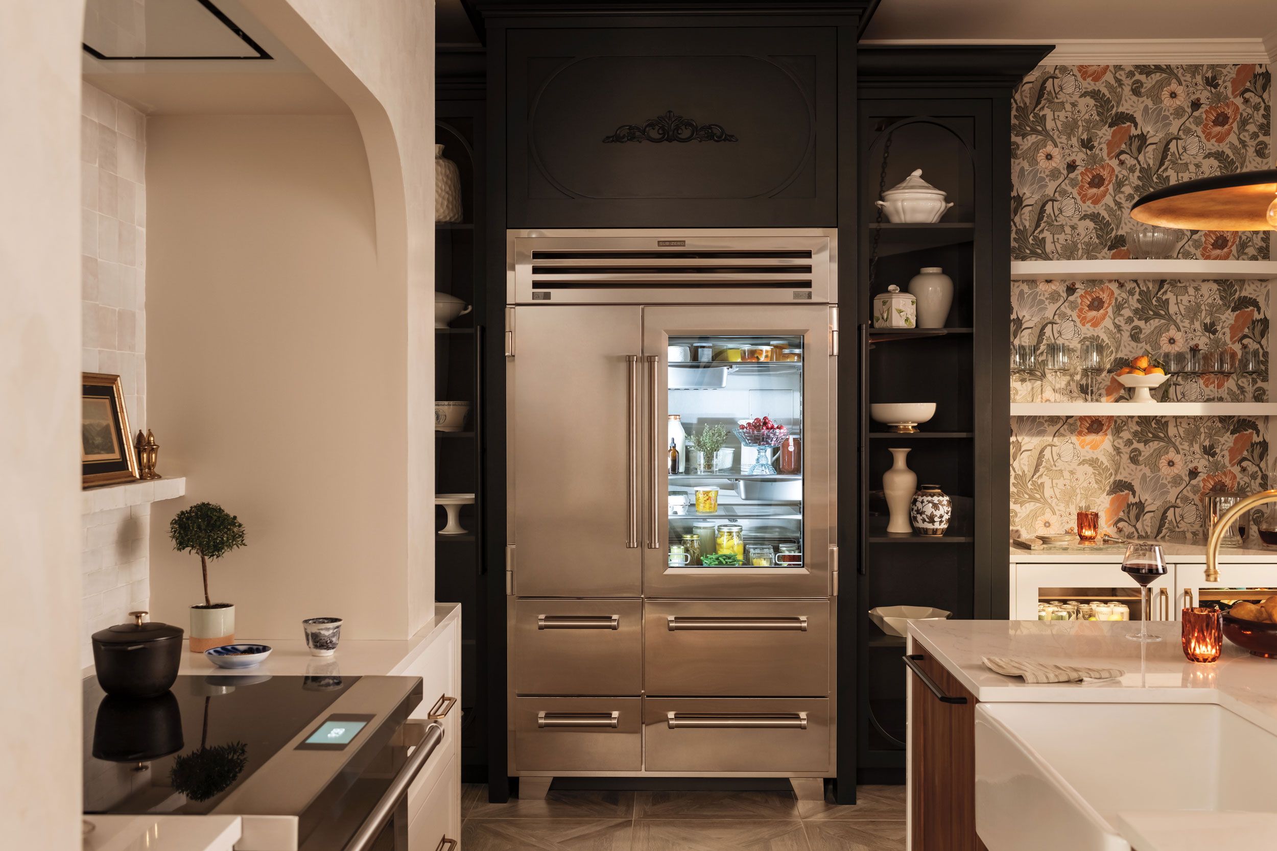 Image may contain: Plant, Indoors, Kitchen, Interior Design, Appliance, Device, Electrical Device, Refrigerator, Cup, and Art