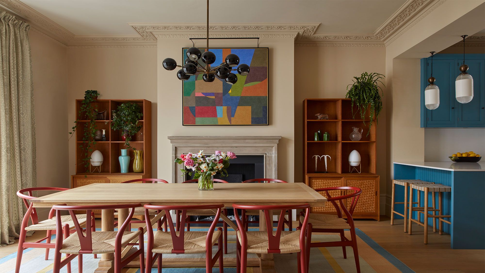 Image may contain: Architecture, Building, Dining Room, Dining Table, Furniture, Indoors, Room, Table, and Home Decor