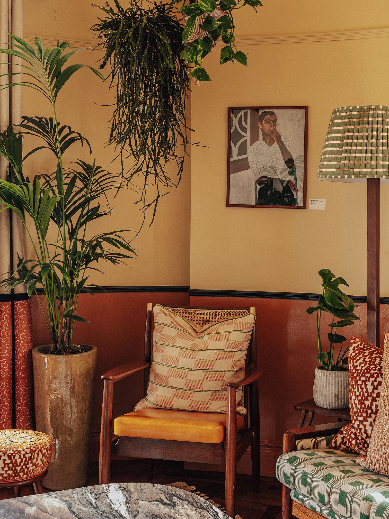 The New Dishoom London Hotel Feels Like Your Favourite Aunt's Nostalgic Mumbai Home. Butter yellow and terracotta walls...