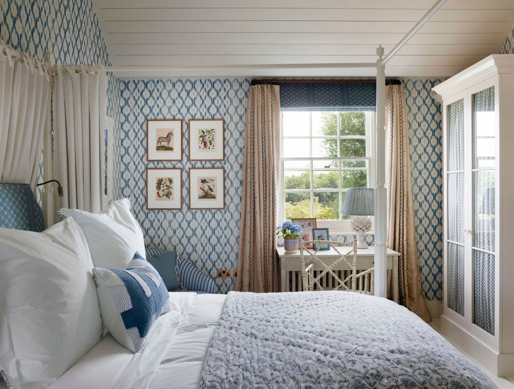 Image may contain Indoors Interior Design Lamp Bed Furniture Desk Table Home Decor Art Painting and Cushion