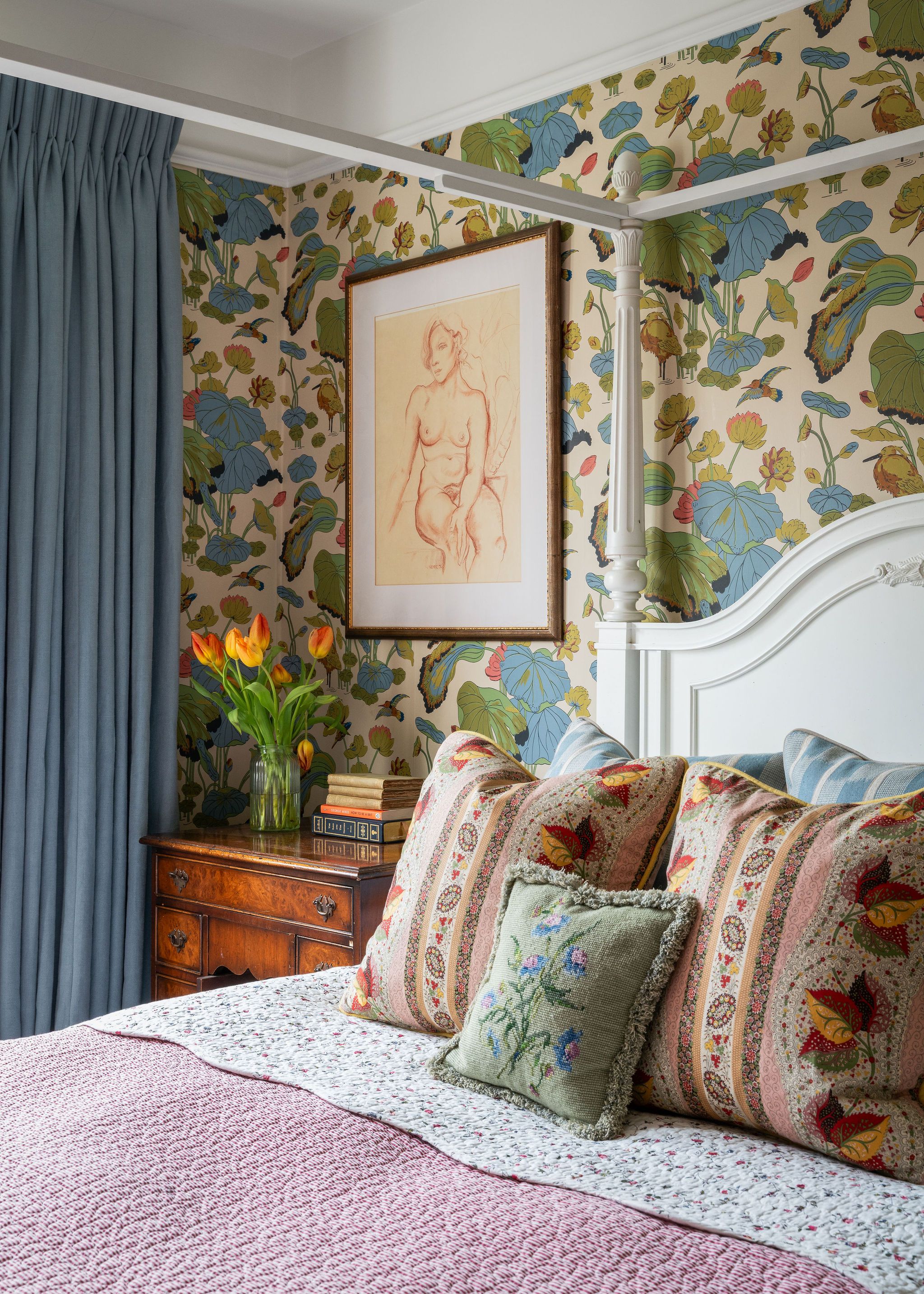 Image may contain: Cushion, Home Decor, Art, Painting, Pillow, Bed, Furniture, Bedroom, Indoors, Room, Baby, and Person