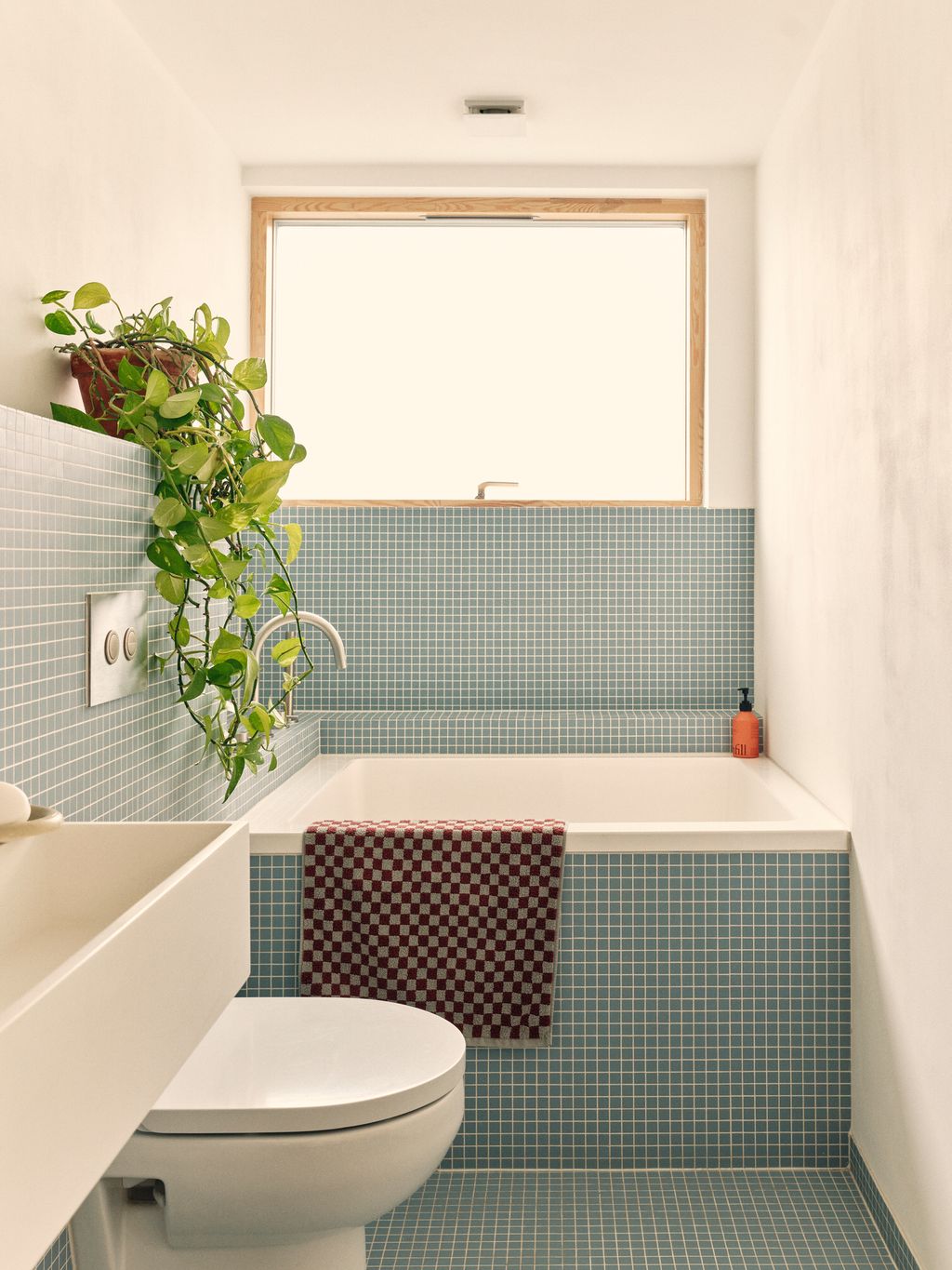 Image may contain Bathing Plant Bathtub Person Tub Sink Bathroom Indoors Room and Toilet