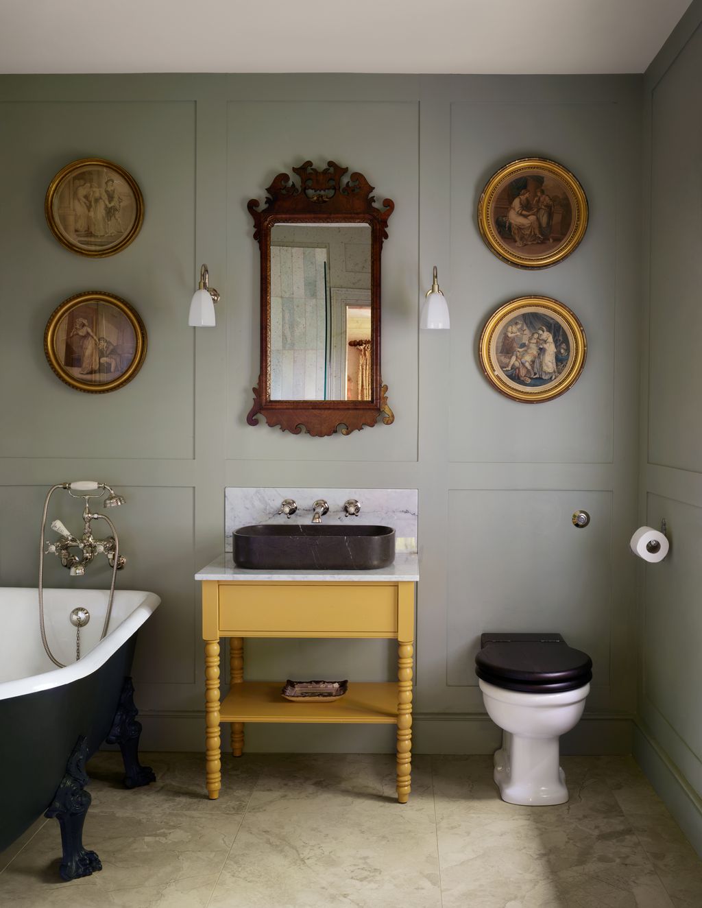 Panelling and antique artworks are surefire ways to create traditional character in a country bathroom. In this house on...