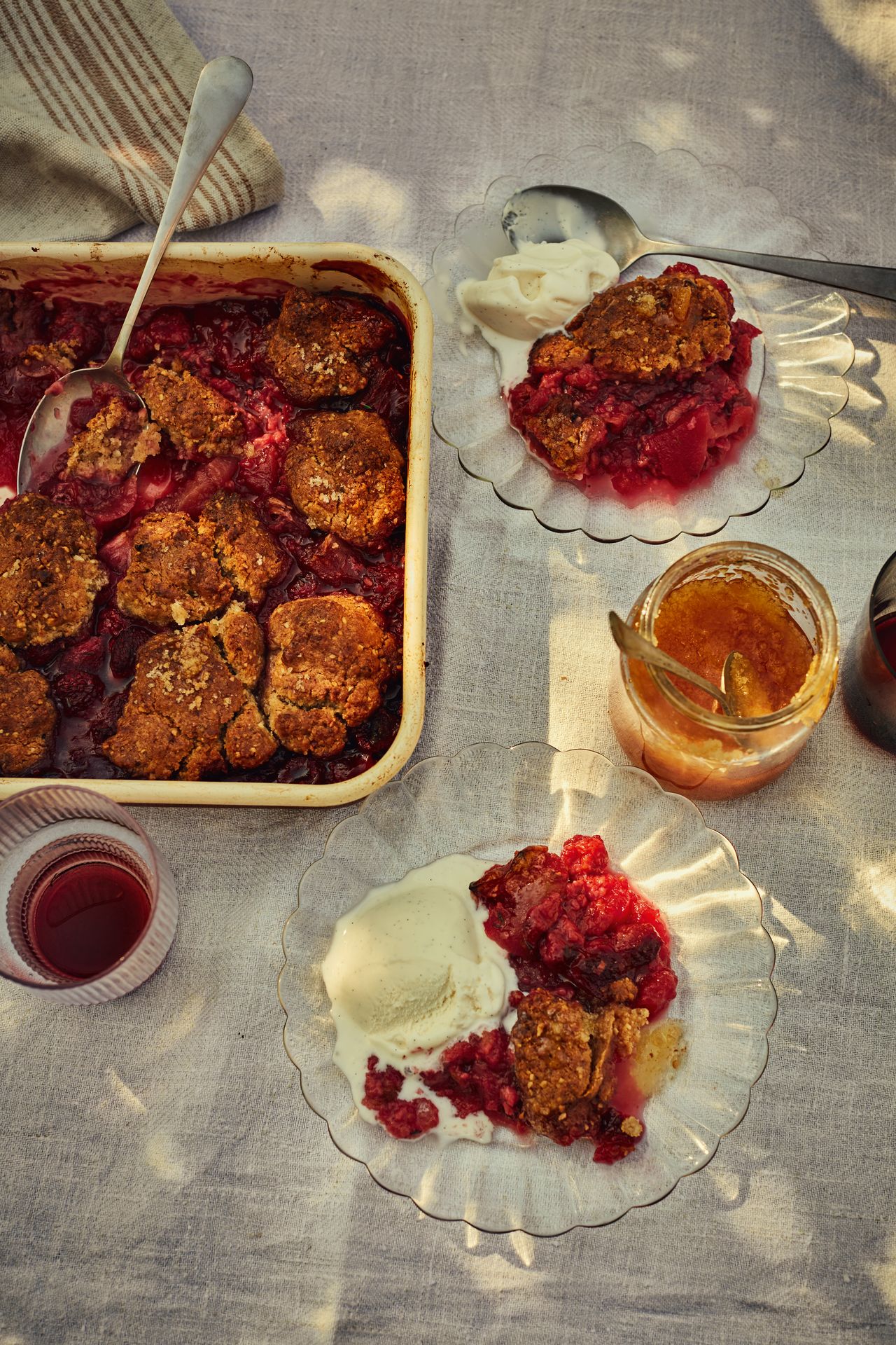 Raspberry and apple cobbler with local honey