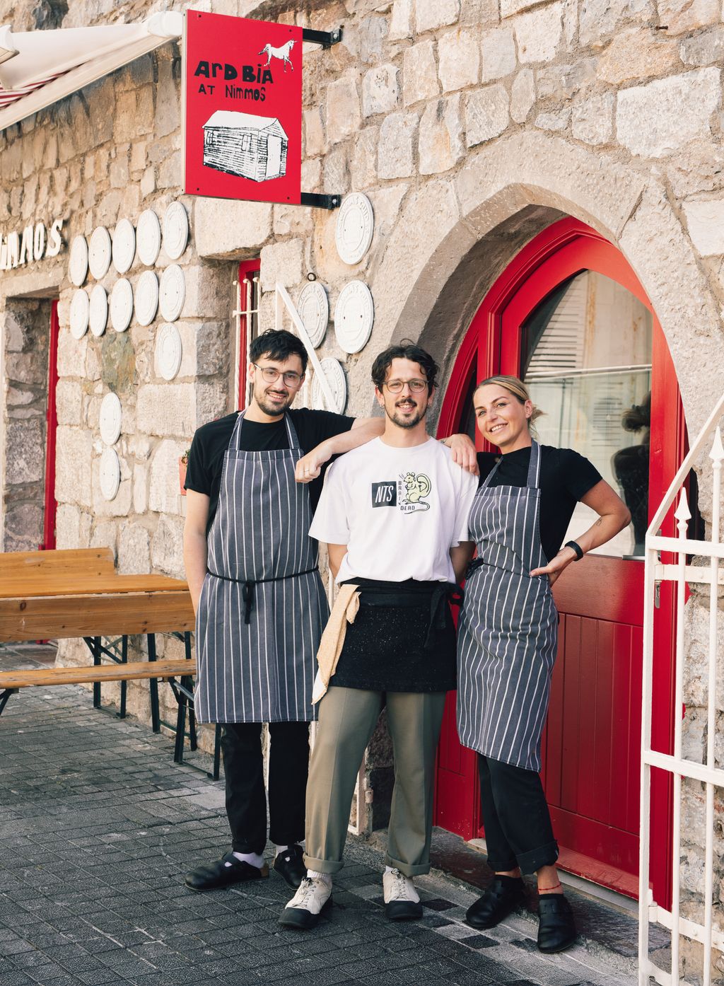 Head chef Thomas Corrigan  with caf manager Joshua Tammaro and daytime head chef Liga Jarovoja.