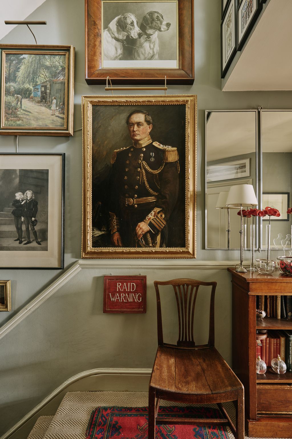 In Cindy Leveson's flat in south London walls are painted in varying shades of cool blue above the dado rail is ‘Pigeon...