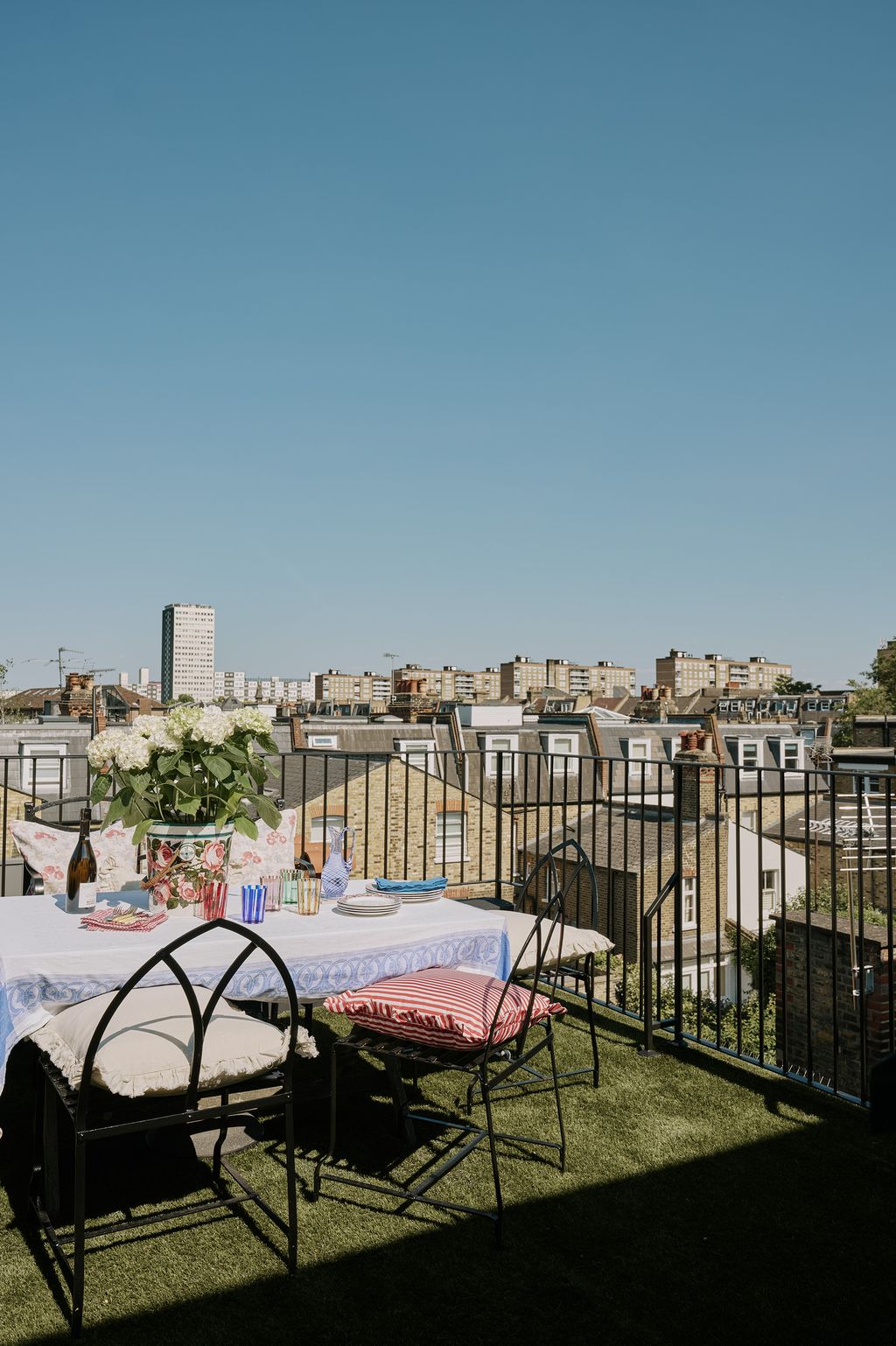 The roof terrace overlooks London.