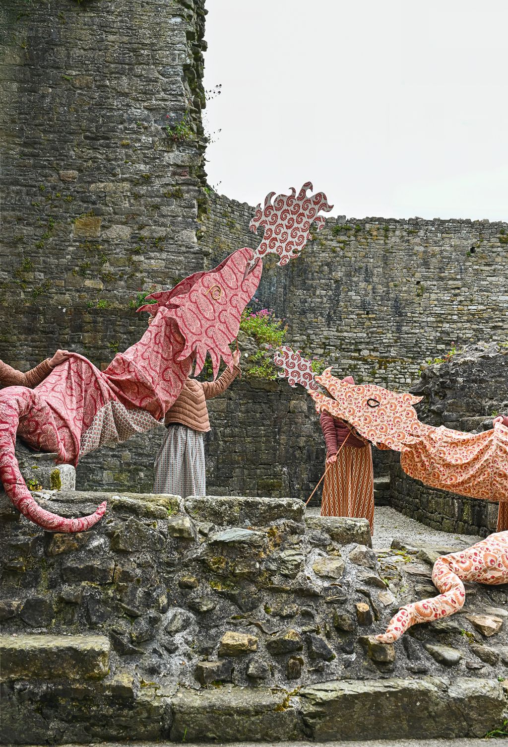Dragons ‘Clara linen 130 Kate Forman Designs underside in coral ‘Bracken cotton mix 150 Evitavonni cinnamon...