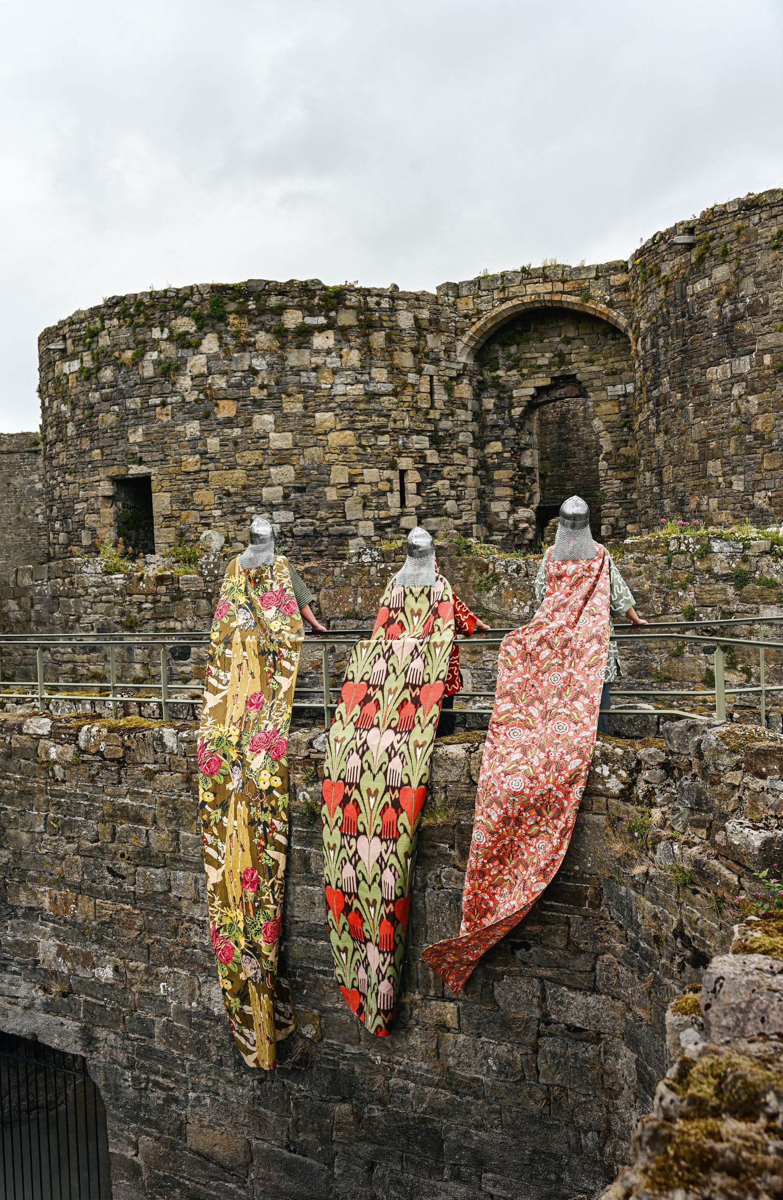 Cloaks Sepia ‘Pageant for Peace linen by Hazelton House 378 Rosebank Fabrics. Carnation ‘Heart Design cotton mix by...