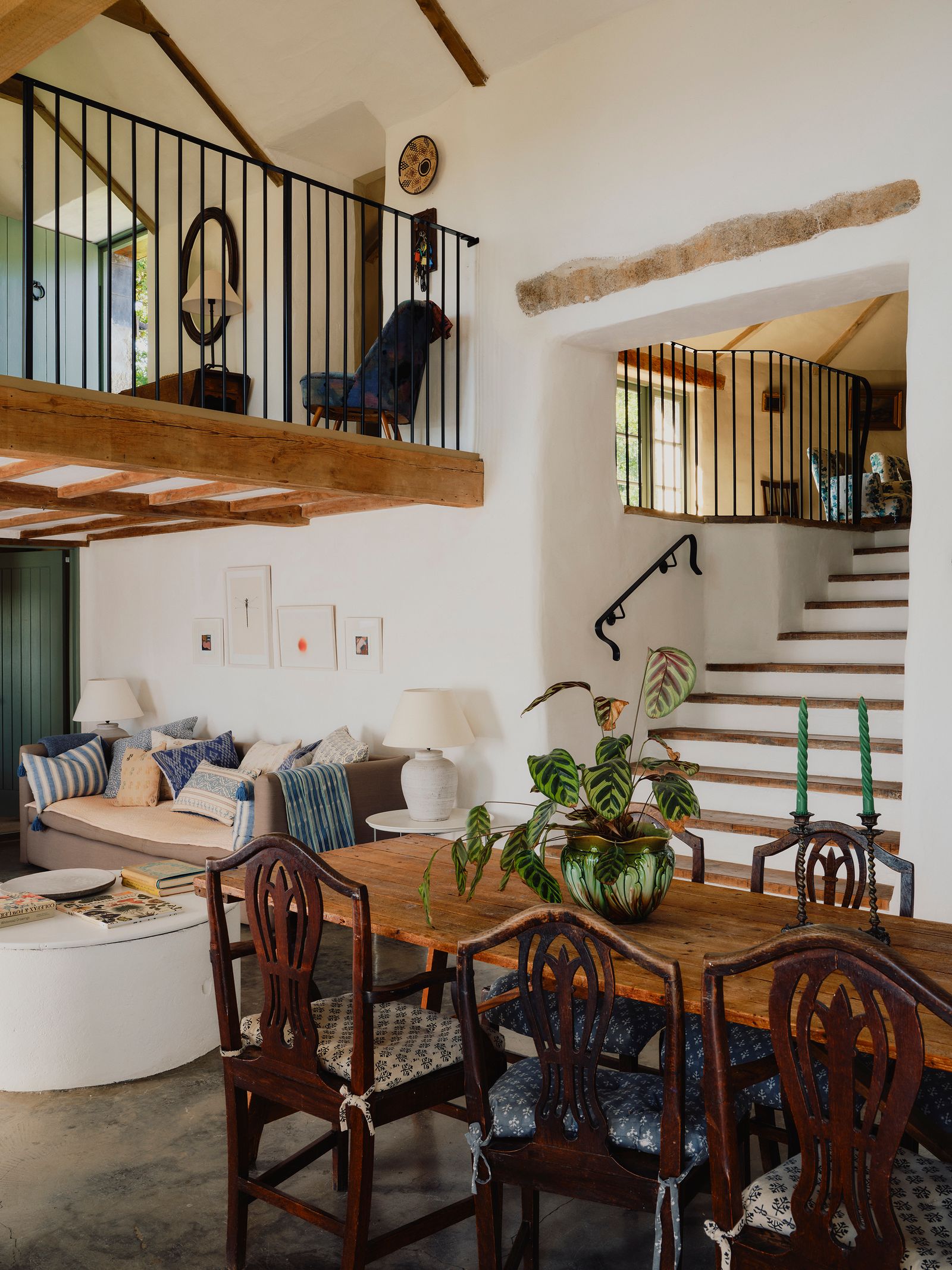 What looks like a plain white side table is actually an enormous grey concrete drainage pipe that the previous owners...