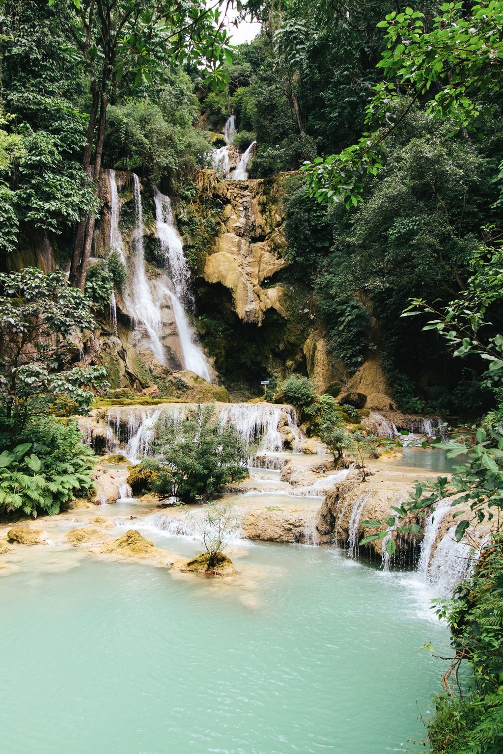 Set in lush jungle Kuang Si Falls is a spectacular sight with water cascading over limestone outcrops before collecting...
